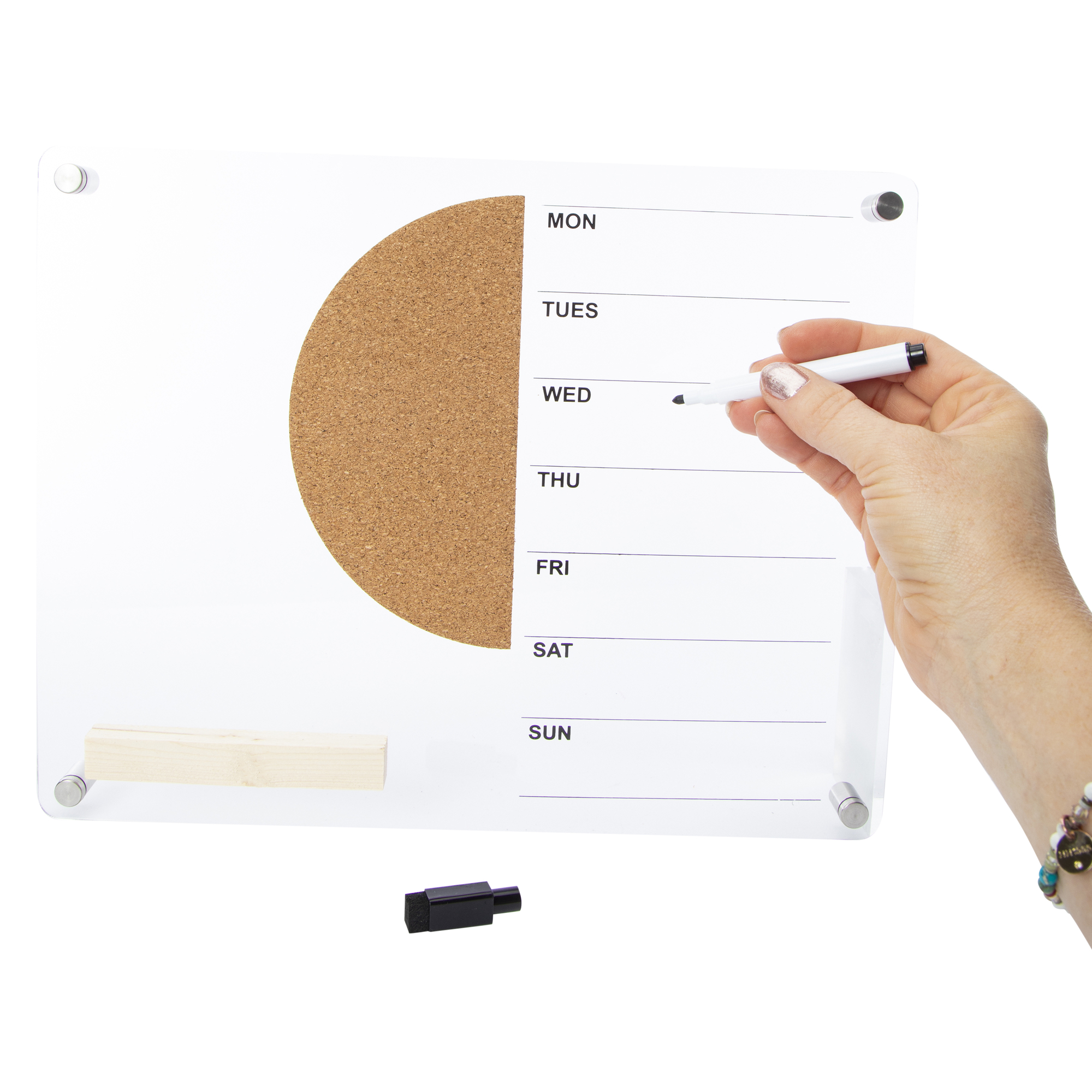 Weekly Dry Erase Board With Cork 11in x 14in