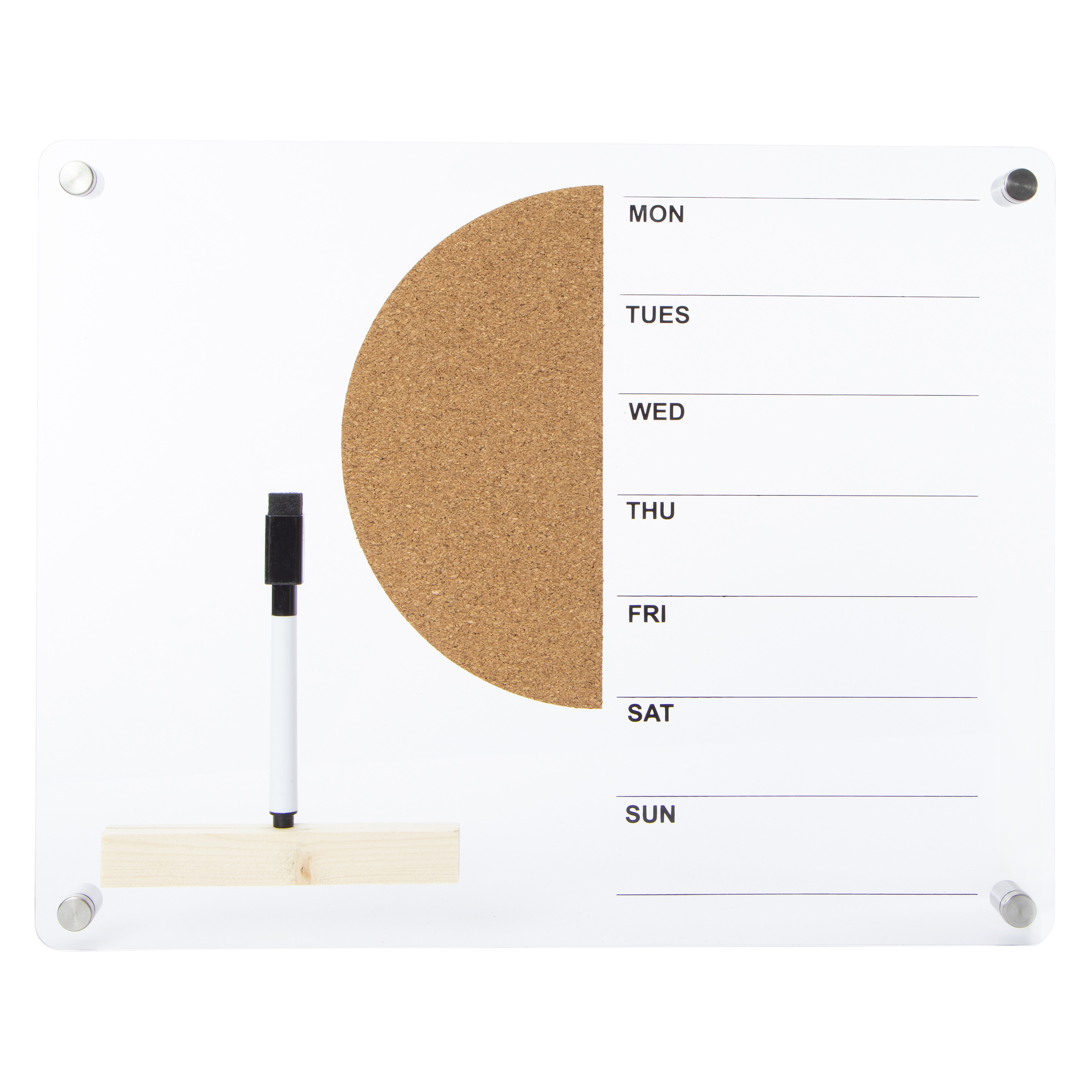 Weekly Dry Erase Board With Cork 11in x 14in
