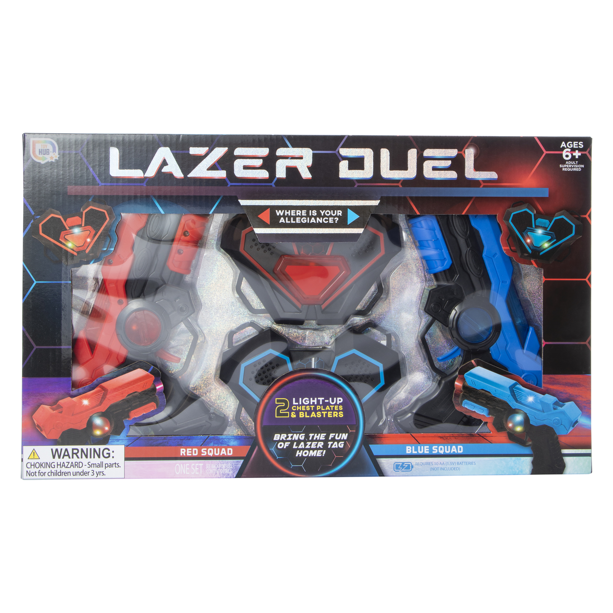 Toy Hub® Lazer Duel 2 Light-Up Chest Plates & Blasters Set