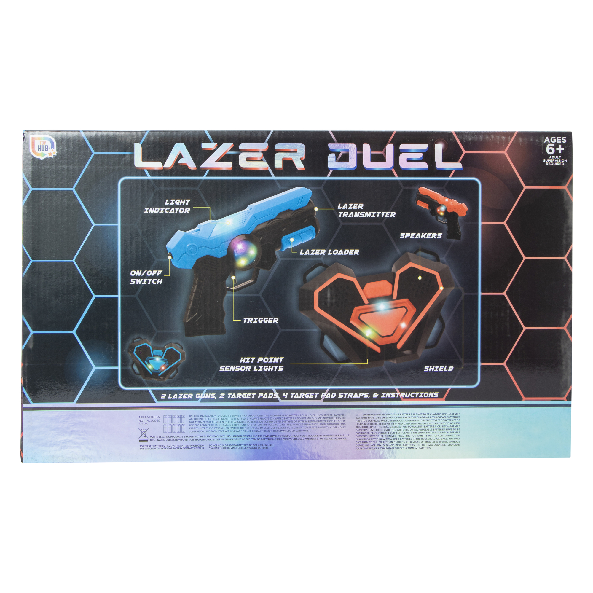 Toy Hub® Lazer Duel 2 Light-Up Chest Plates & Blasters Set
