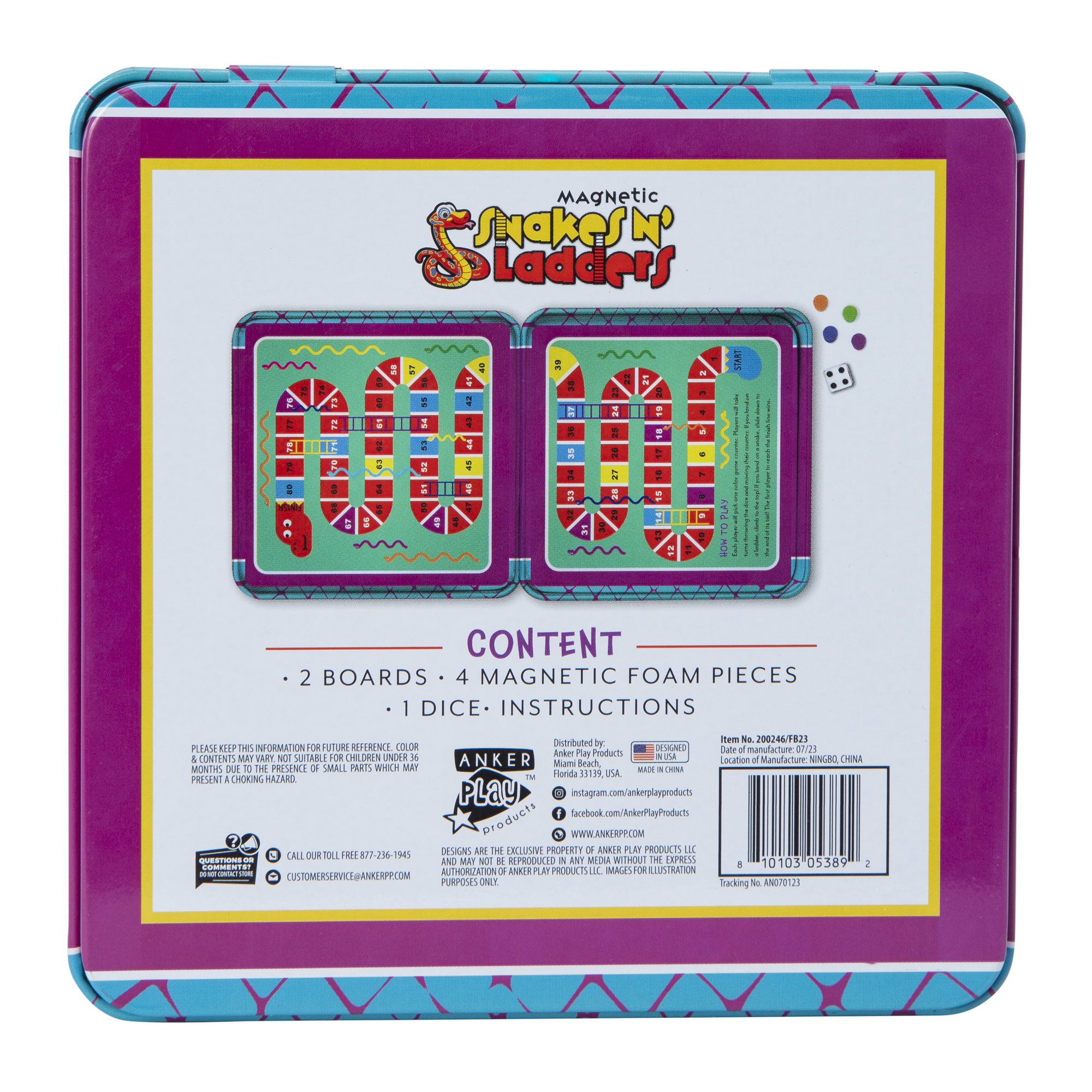 Travel Size Magnetic Snakes N' Ladders Game