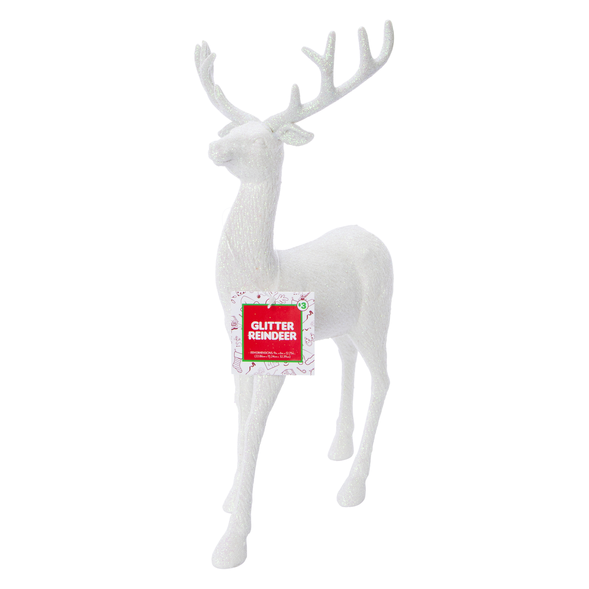 Holiday Glitter Reindeer Decor 12.8in