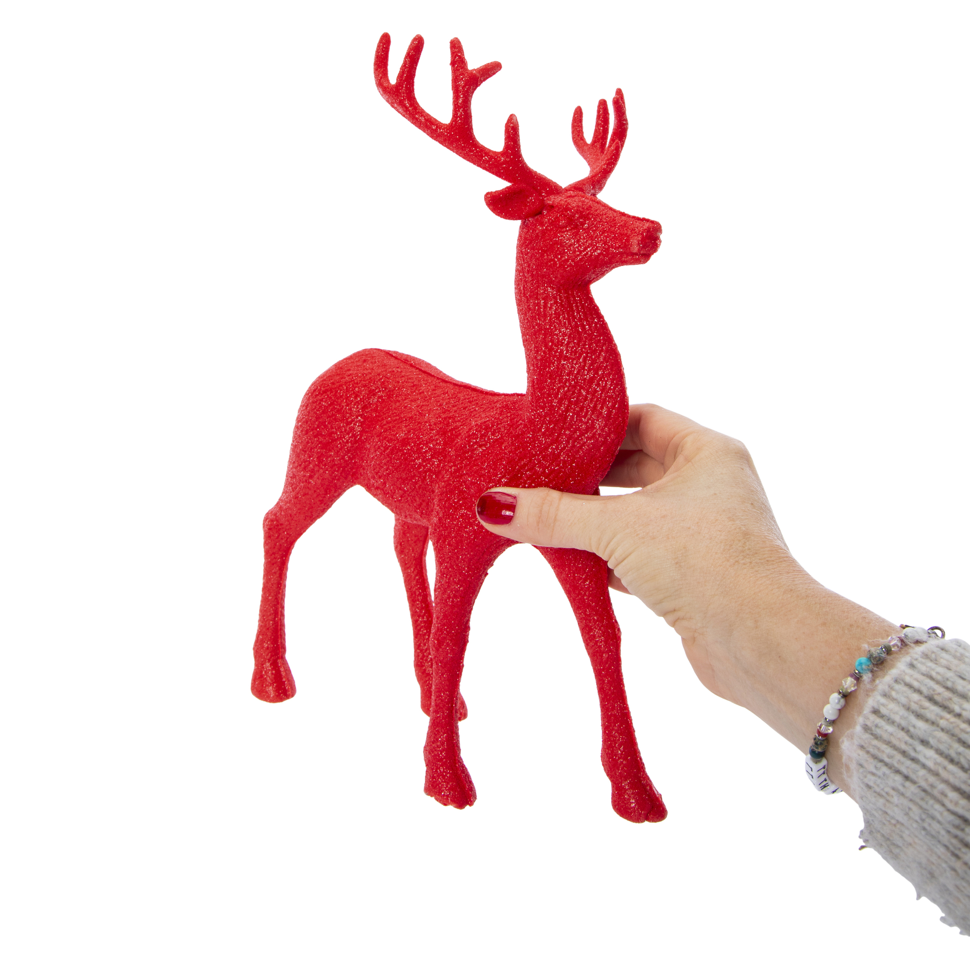 Holiday Glitter Reindeer Decor 12.8in