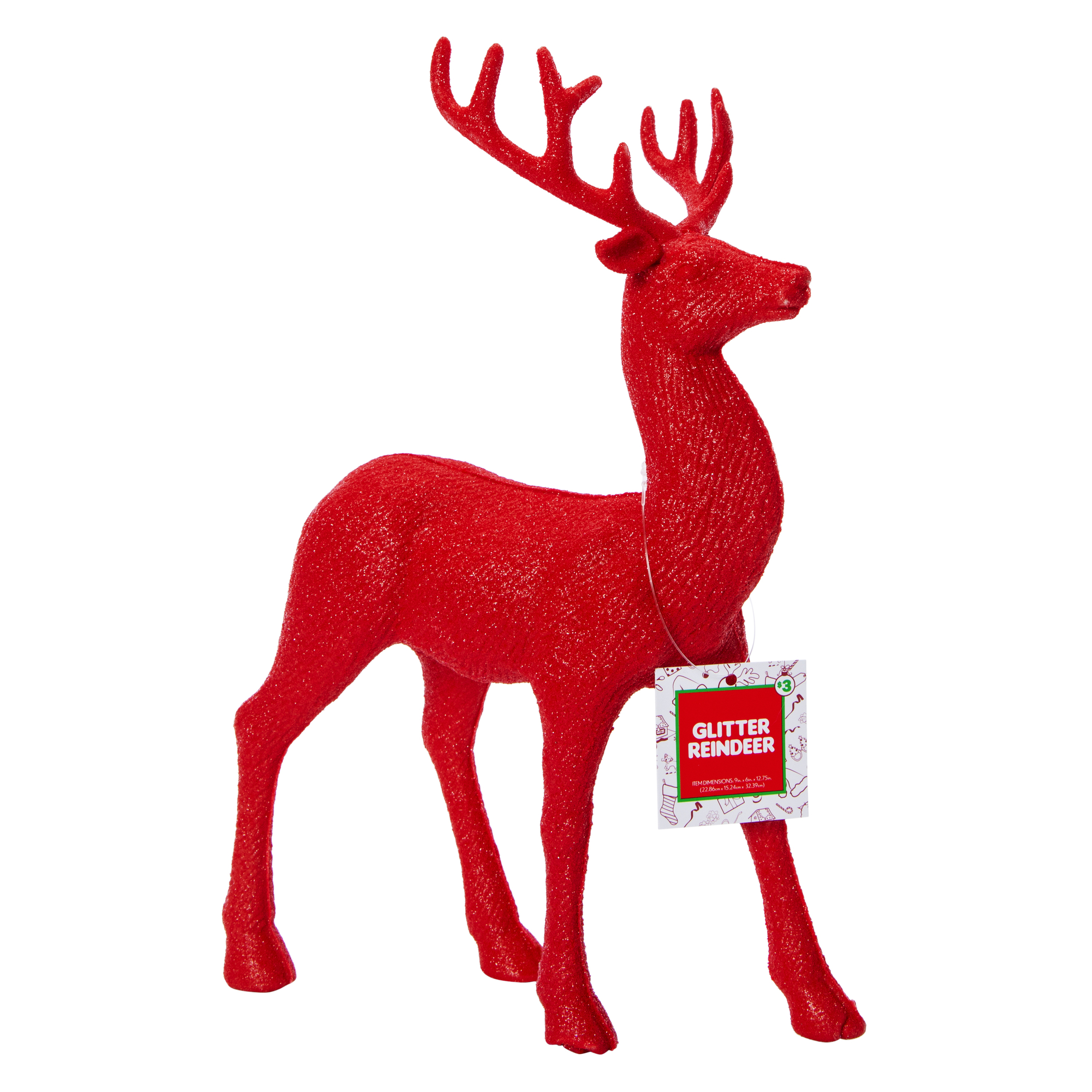 Holiday Glitter Reindeer Decor 12.8in