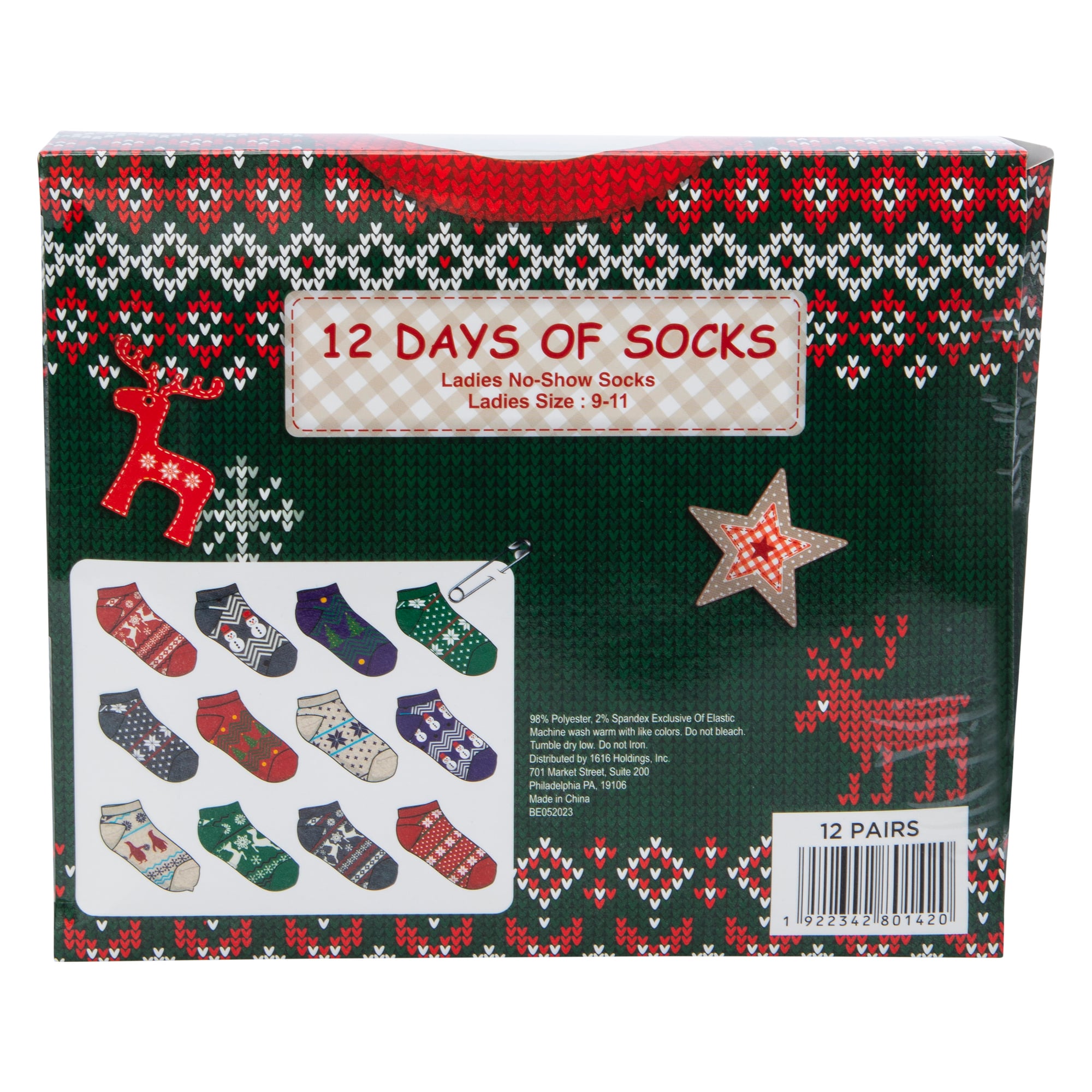 12 Days Of Ladies No-Show Socks Advent Calendar - Sweater