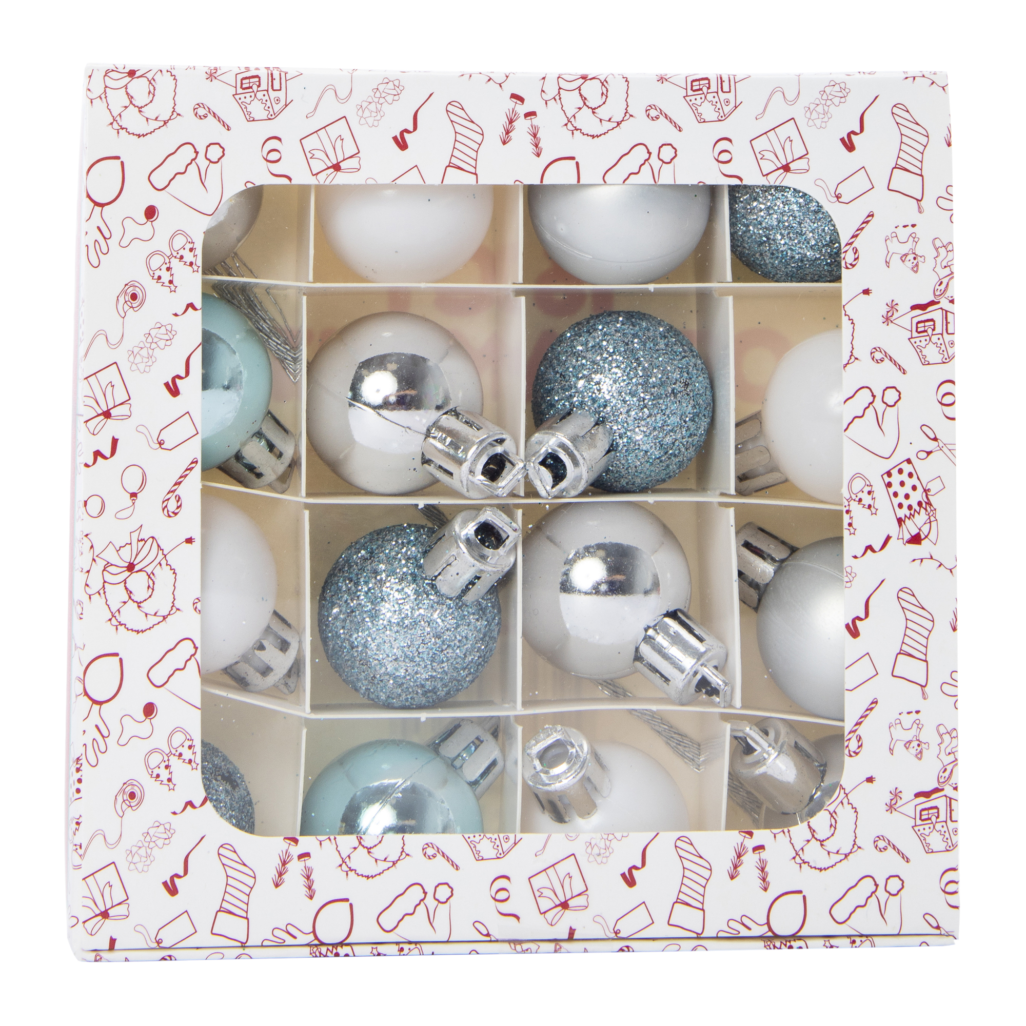 Mini Christmas Ball Ornaments 16-Count