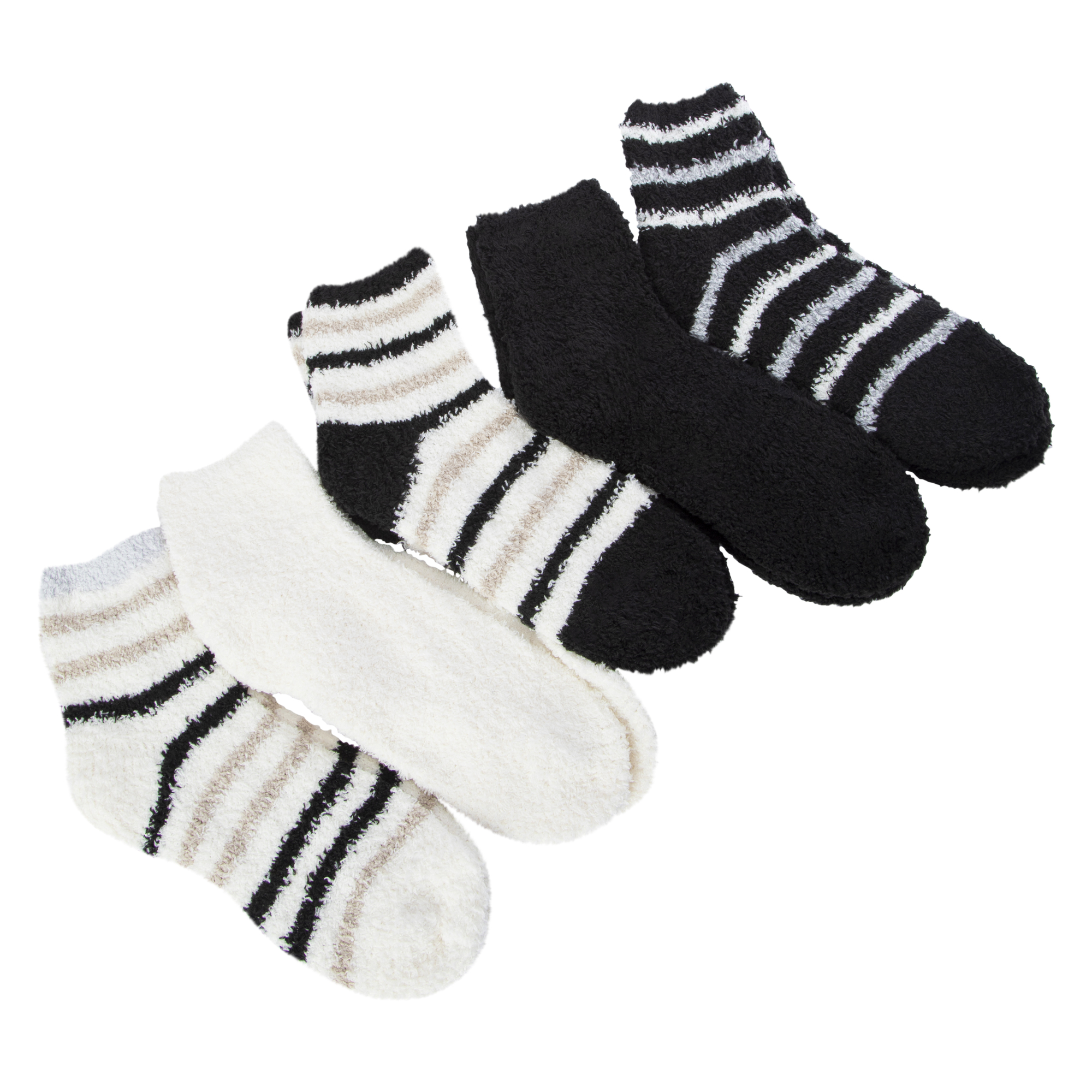 Ladies Fuzzy Quarter Crew Socks 5-Count