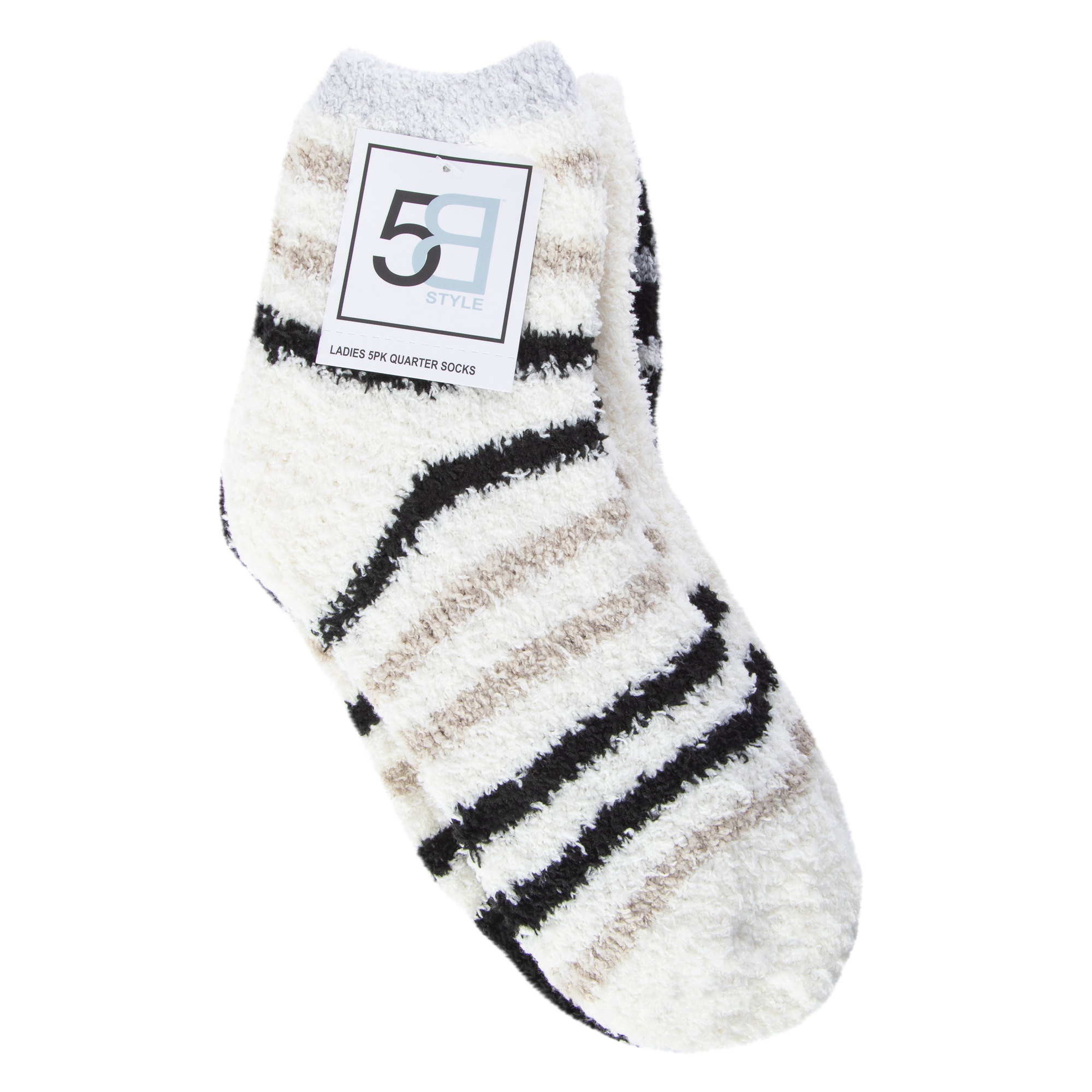 Ladies Fuzzy Quarter Crew Socks 5-Count