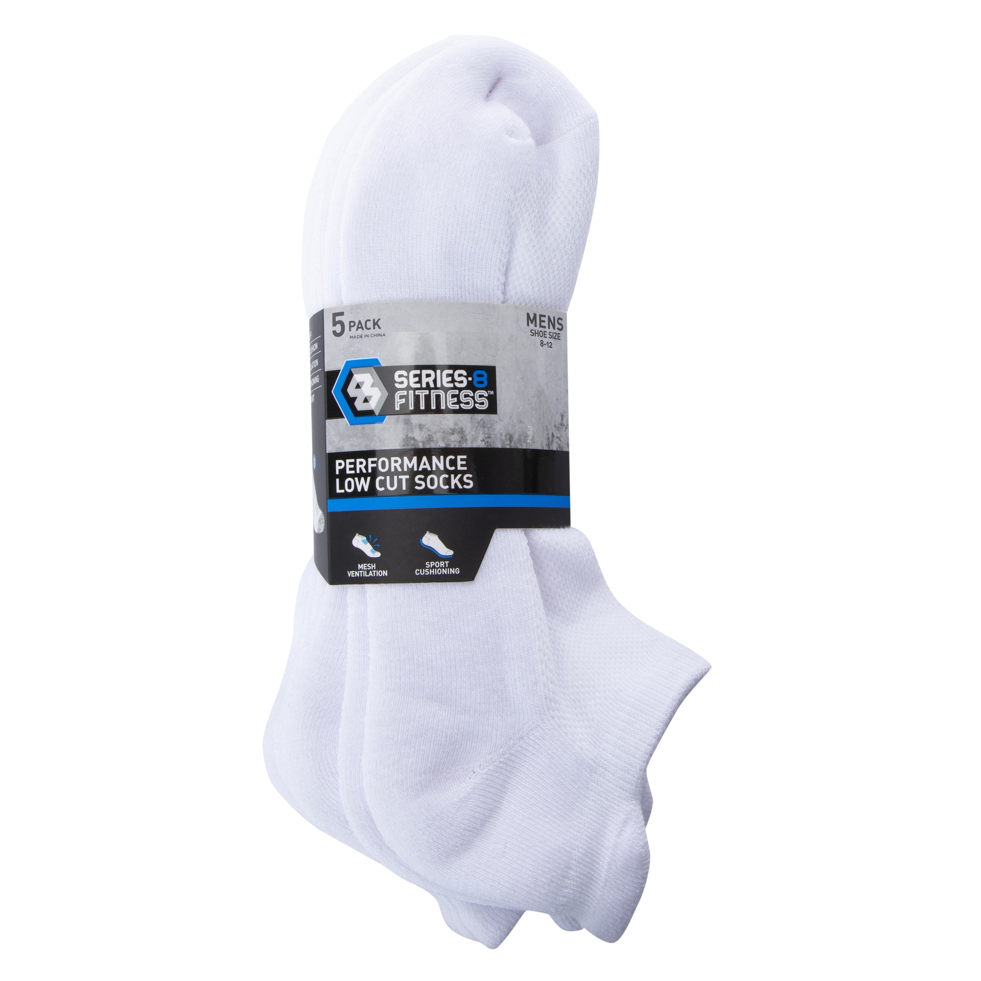 Series-8 Fitness™ Mens Low Cut Performance Socks 5-Pack