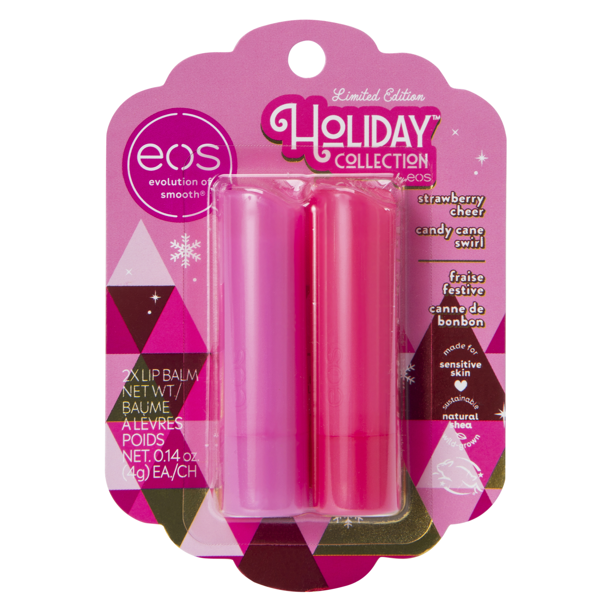 Holiday Collection Eos® Lip Balm Duo – Strawberry Cheer & Candy Cane Swirl