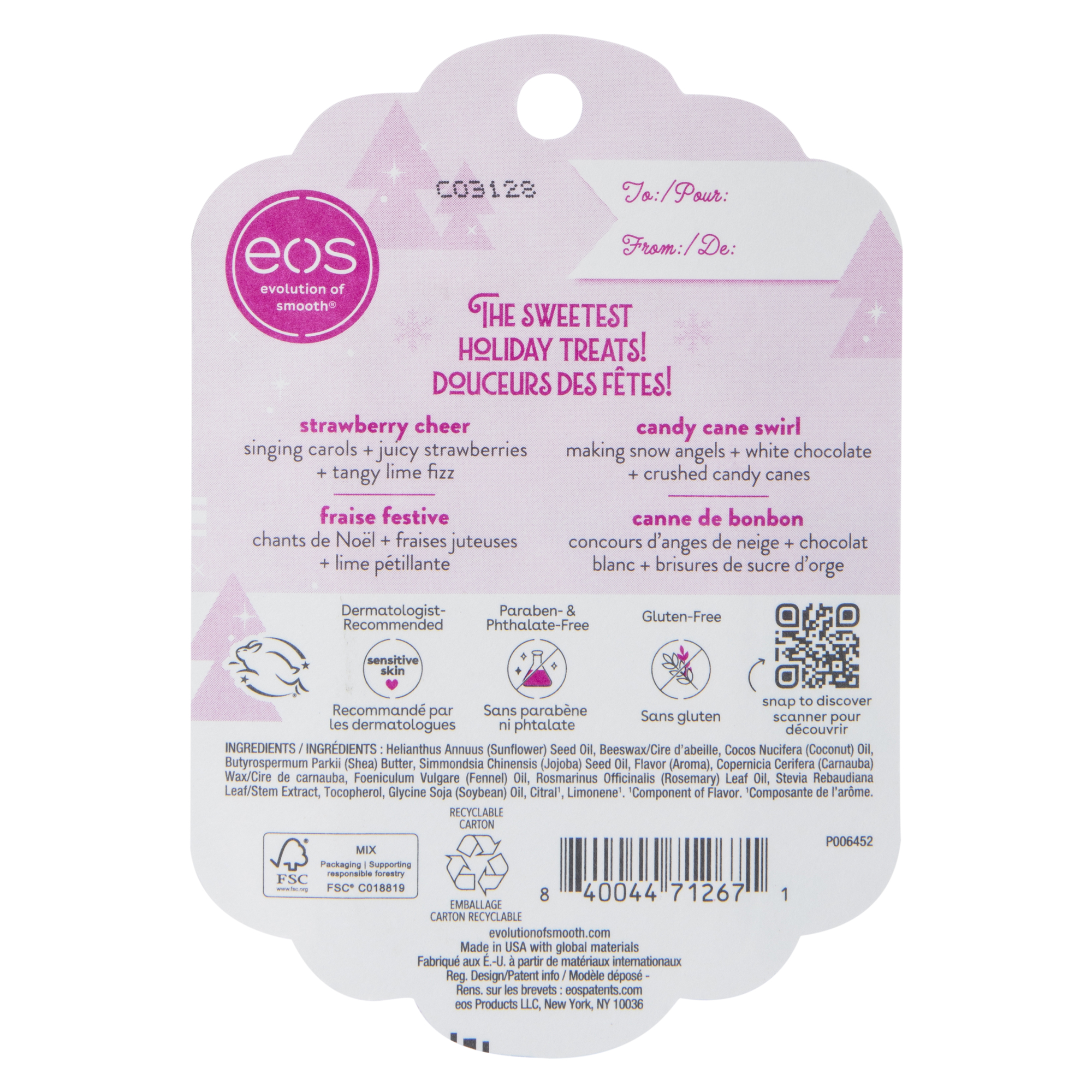 Holiday Collection Eos® Lip Balm Duo – Strawberry Cheer & Candy Cane Swirl