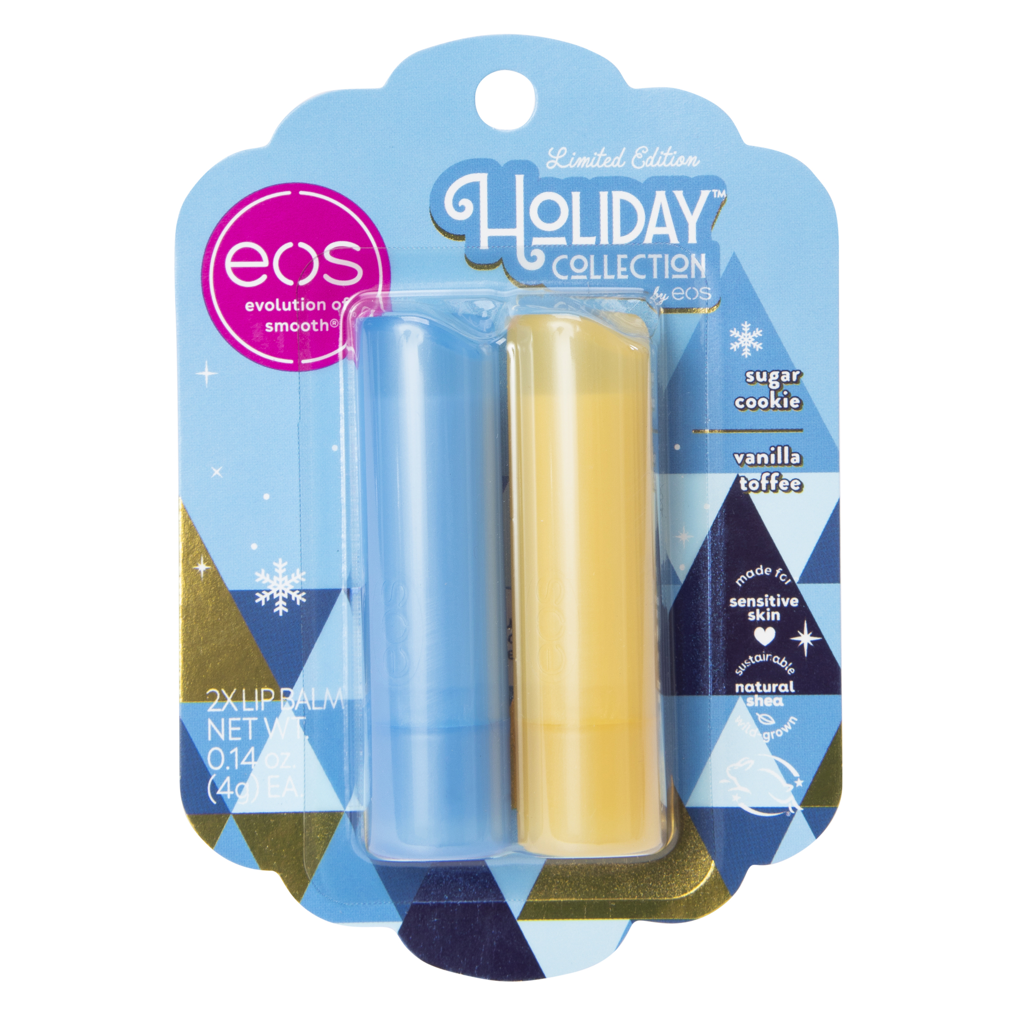 Eos® Limited Edition Holiday Collection™ Lip Balm 2-Pack - Sugar Cookie/Vanilla Toffee