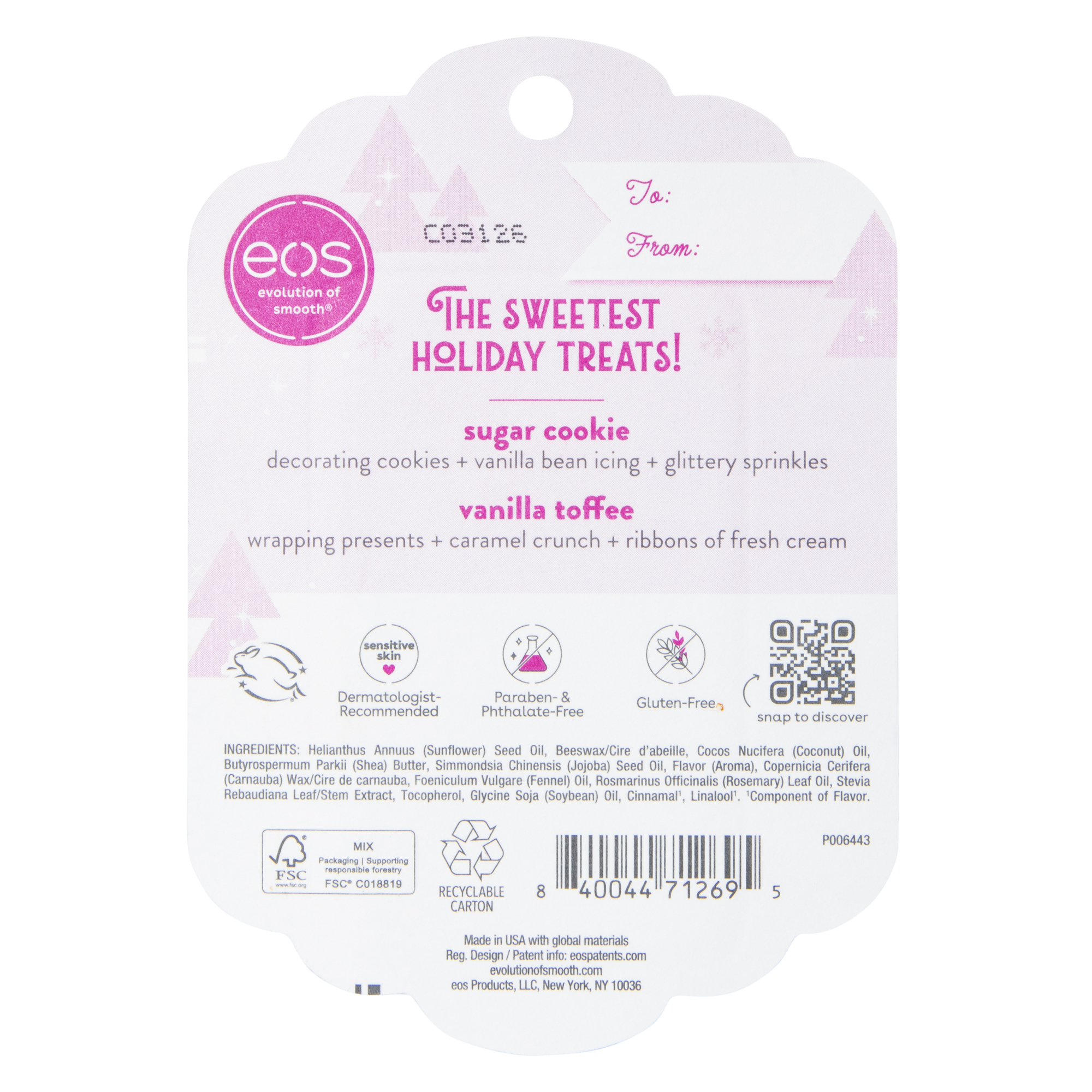 Eos® Limited Edition Holiday Collection™ Lip Balm 2-Pack - Sugar Cookie/Vanilla Toffee