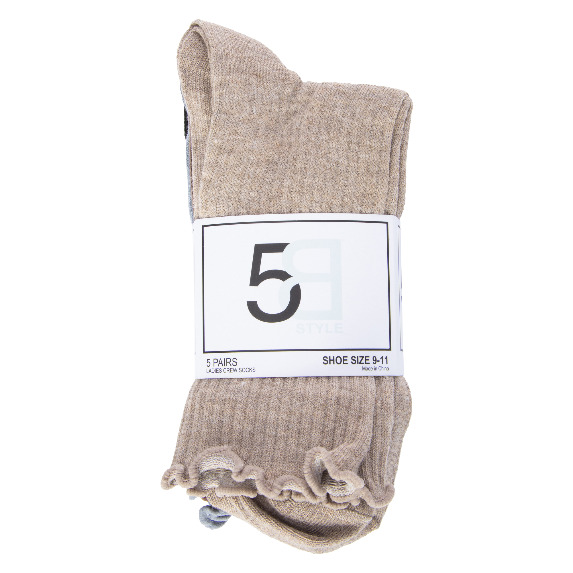 Ladies Lettuce-Edge Crew Socks 5-Pack