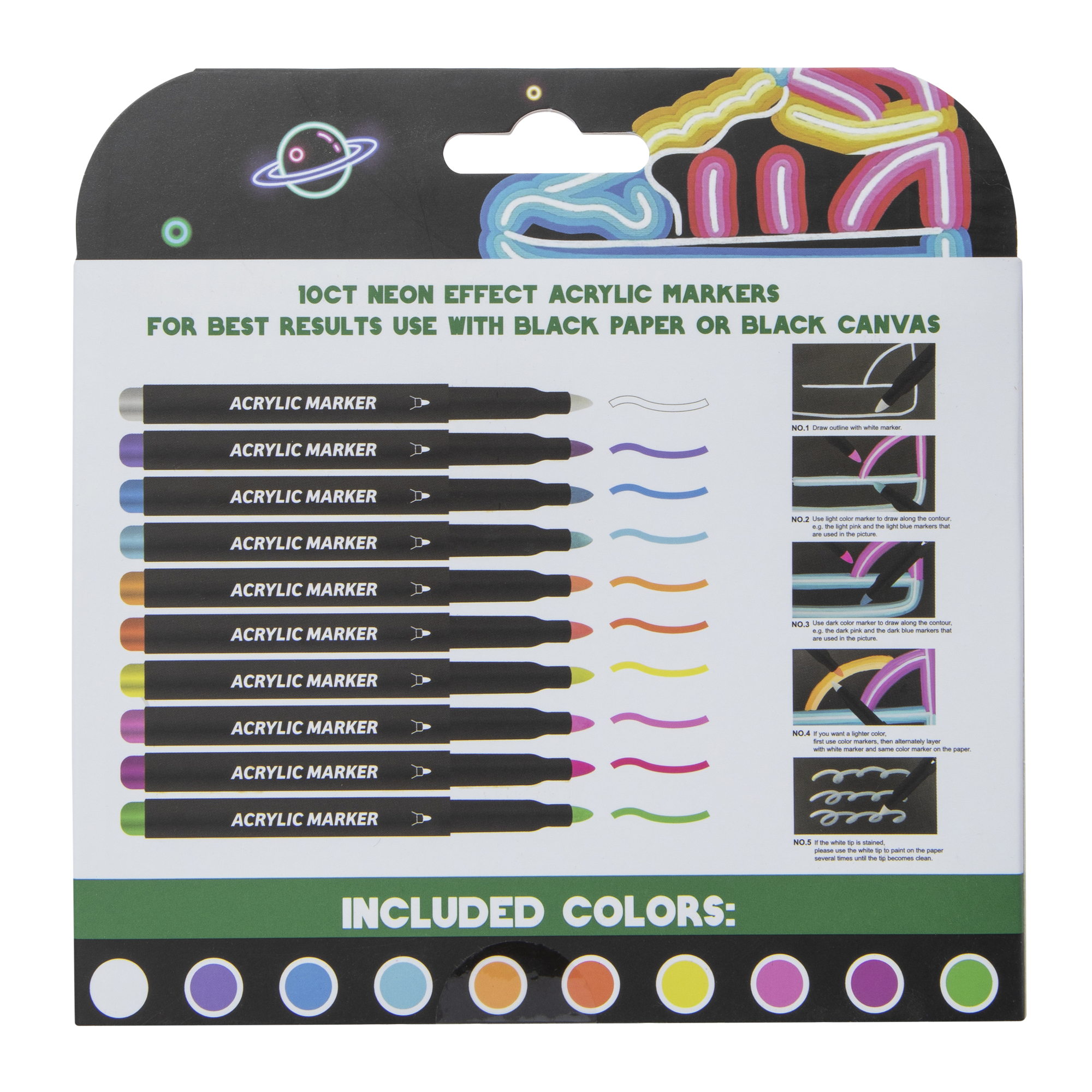 Neon Effect Marker Set 10-Count