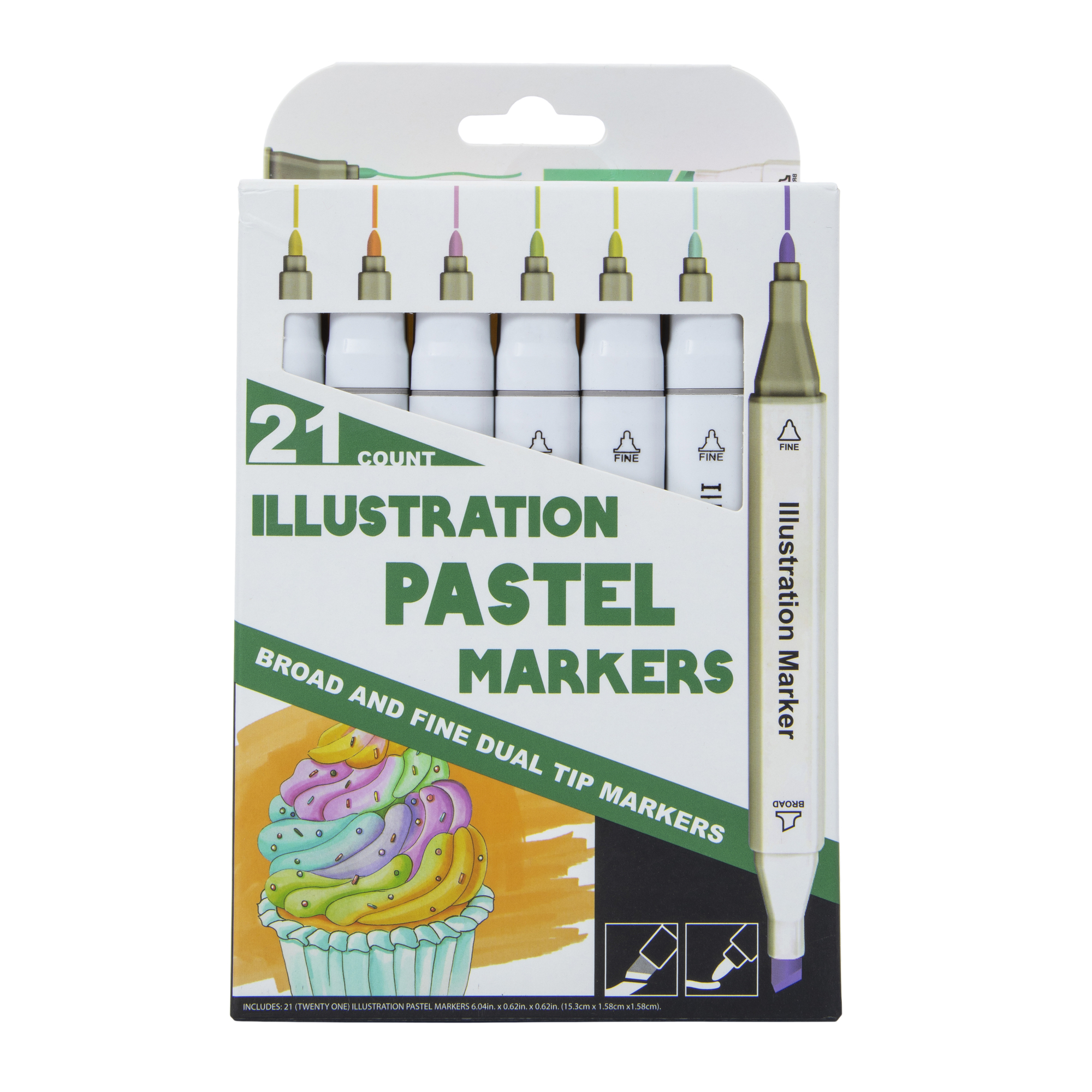 Dual-Tip Illustration Pastel Markers 21-Count