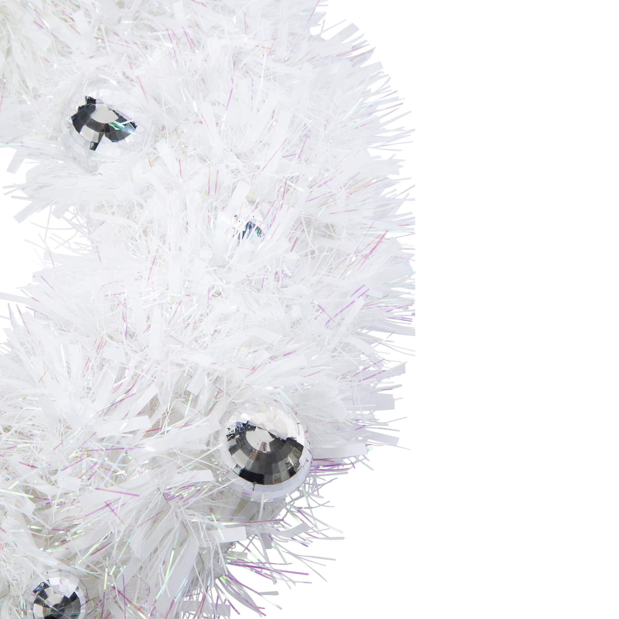 Tinsel Wreath With Disco Ball Ornaments 21.25in