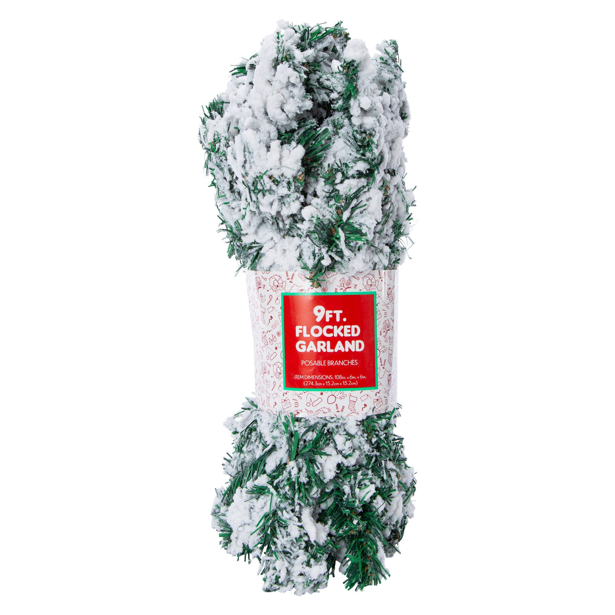 Flocked Greenery Garland 9ft