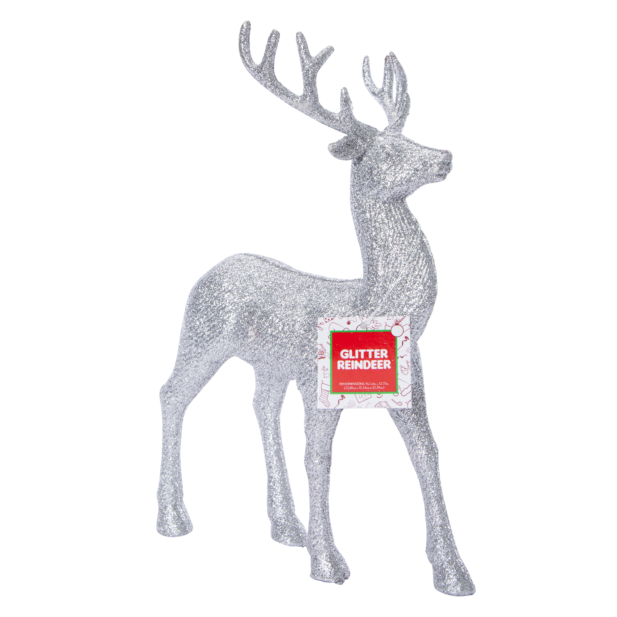 Holiday Glitter Reindeer Decor 12.8in