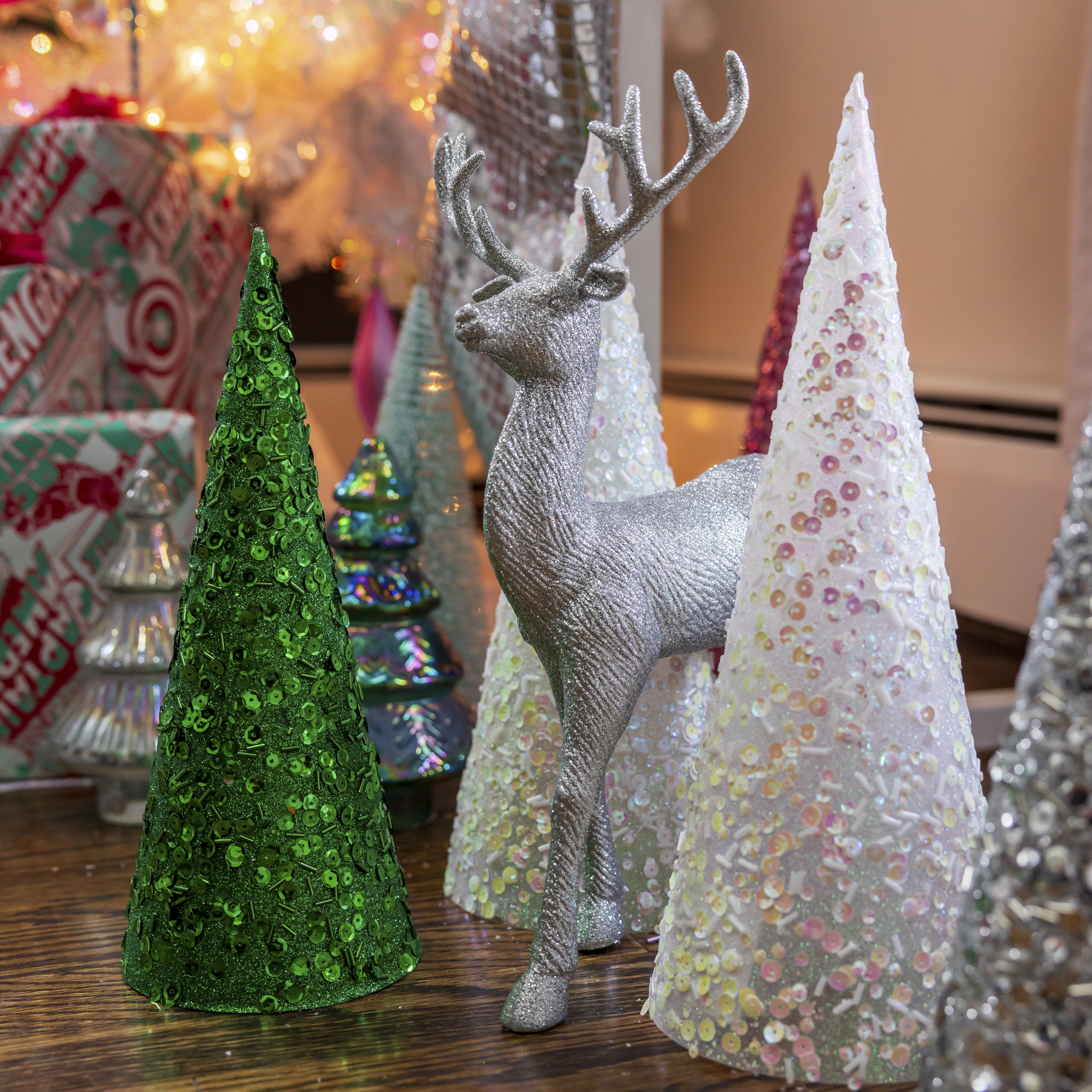Holiday Glitter Reindeer Decor 12.8in