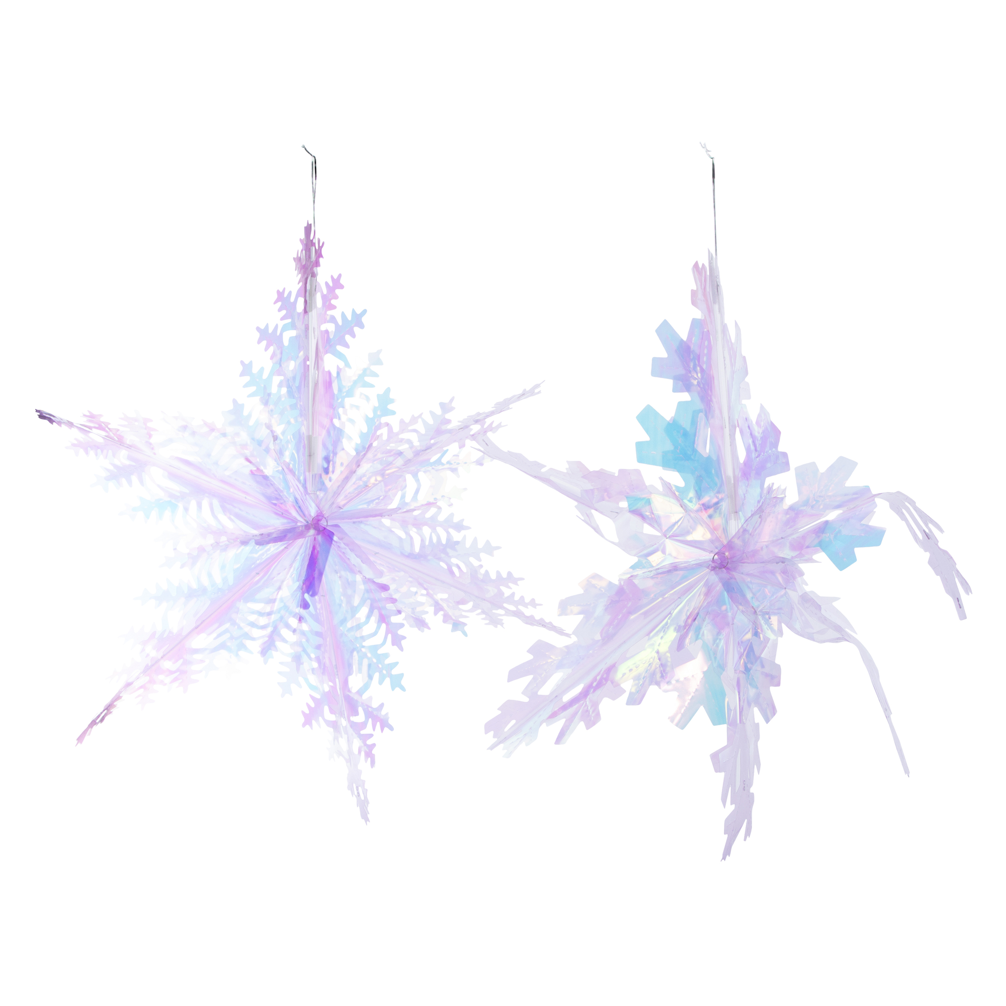 20in Hanging Iridescent Snowflakes 2-Count