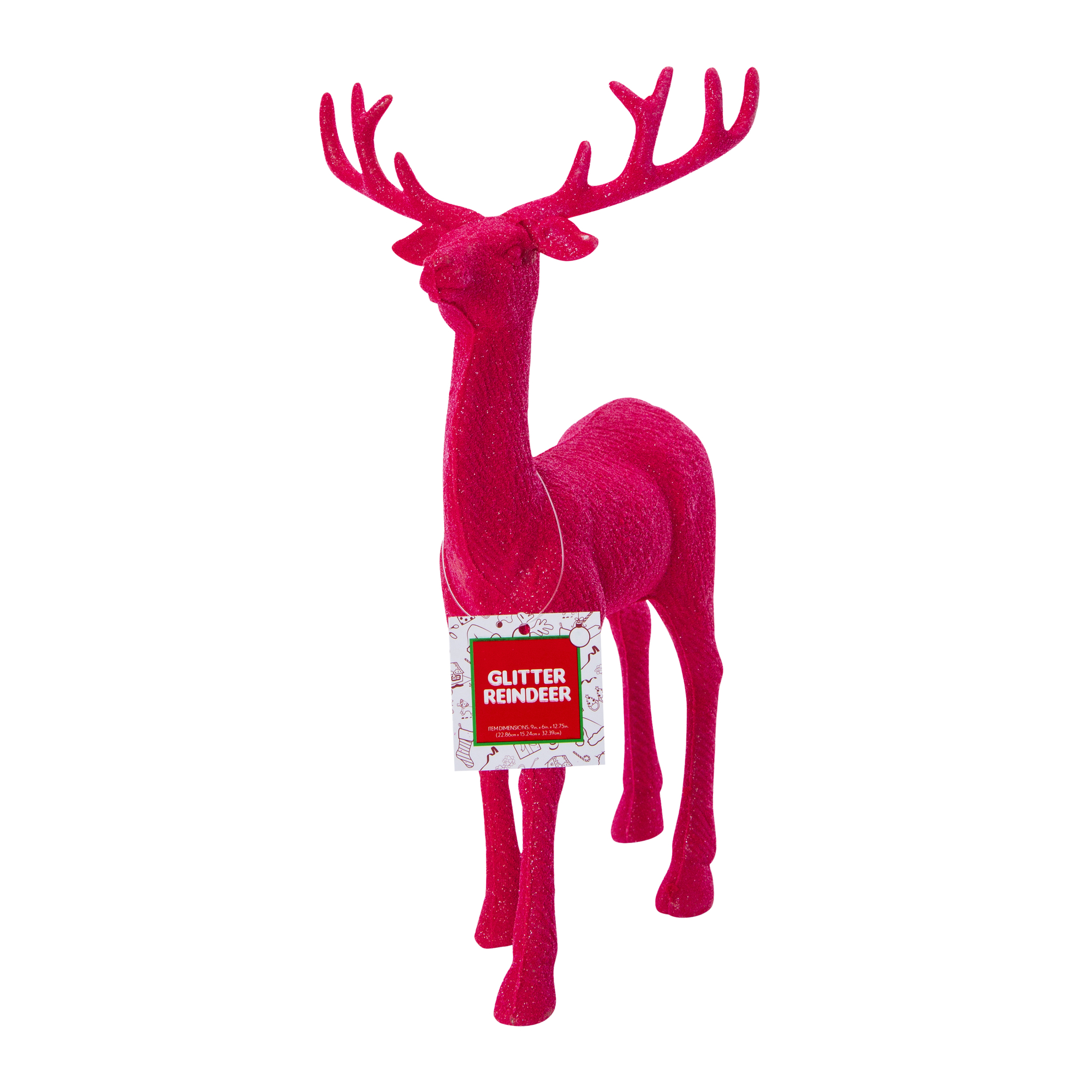 Holiday Glitter Reindeer Decor 12.8in