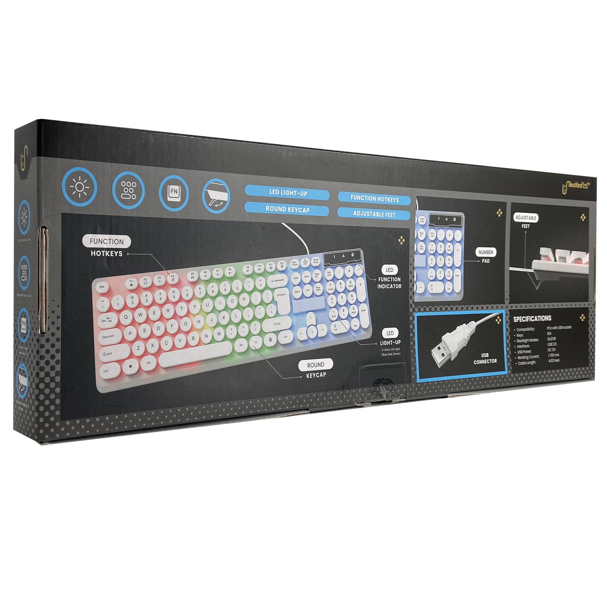Unlocked Lvl™ Wired LED Round Key Gaming Keyboard