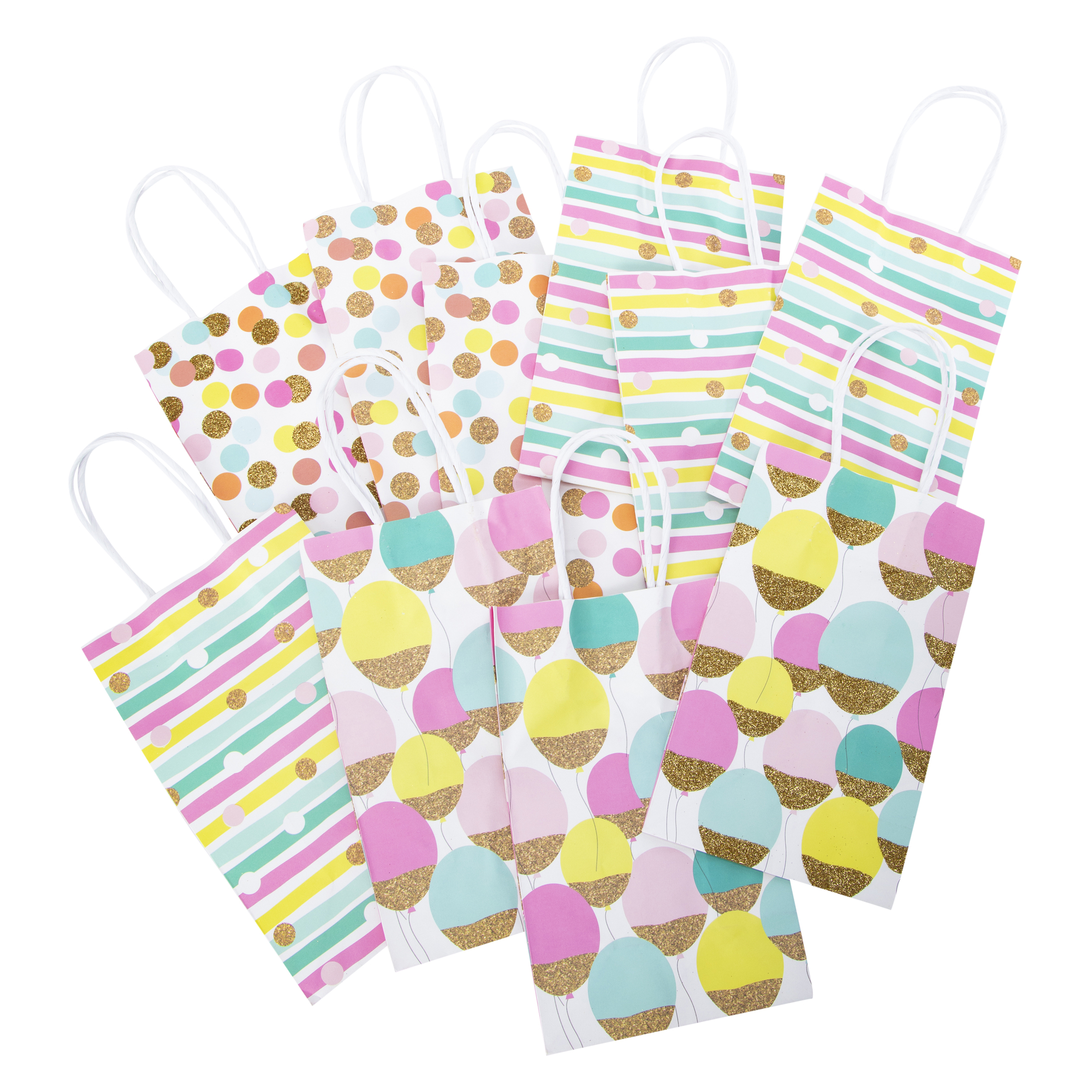 10-Count Small Kraft Gift Bags 8.35in X 5.2in  - Dots