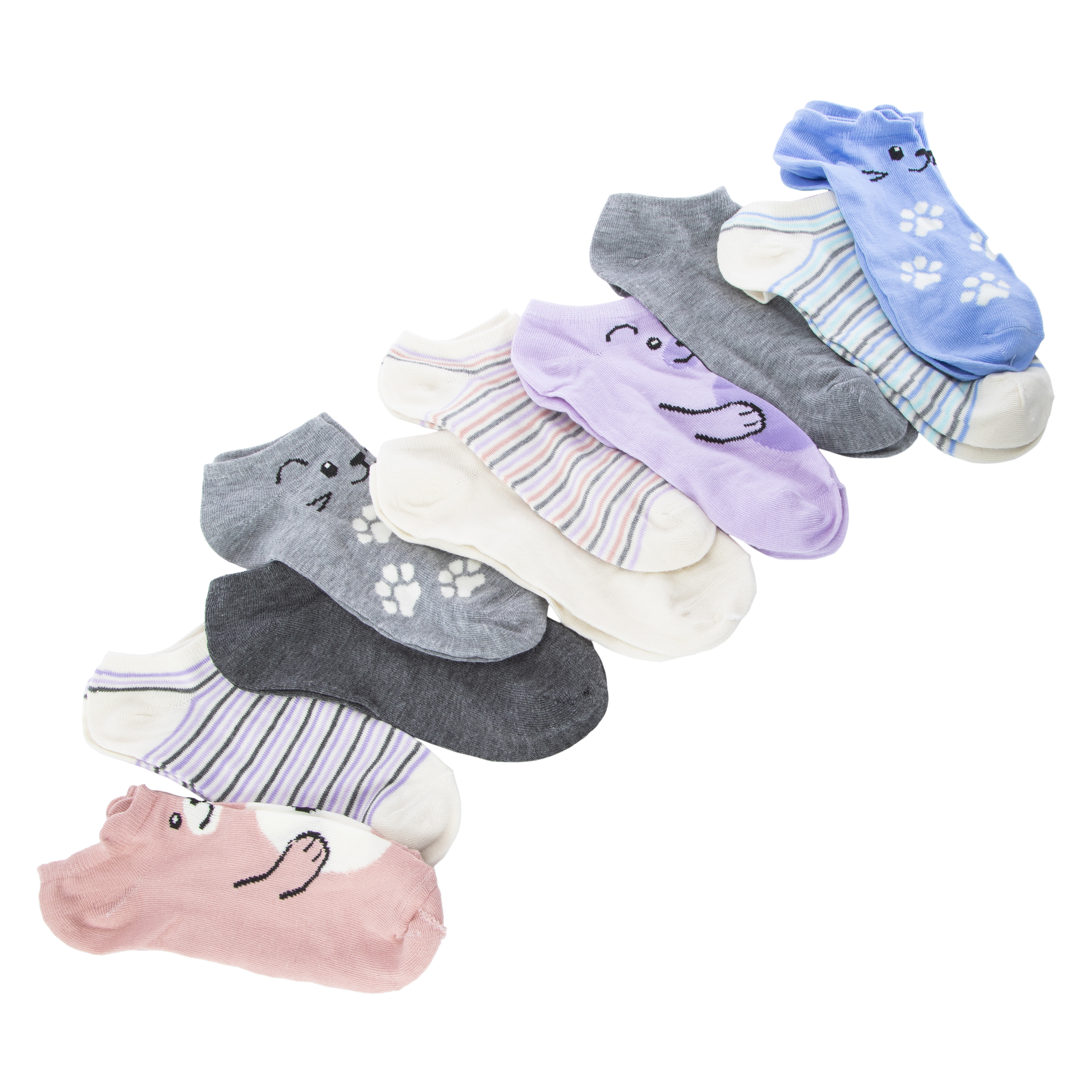 Ladies Animal No-Show Socks 10-Pack