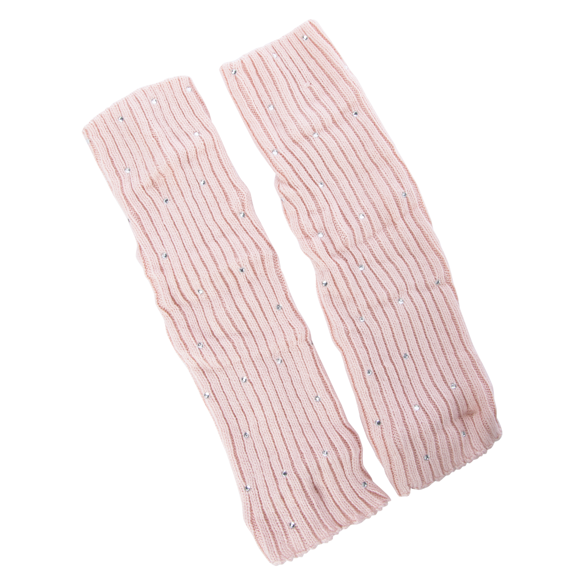 Rib Knit Leg Warmers With Rhinestones