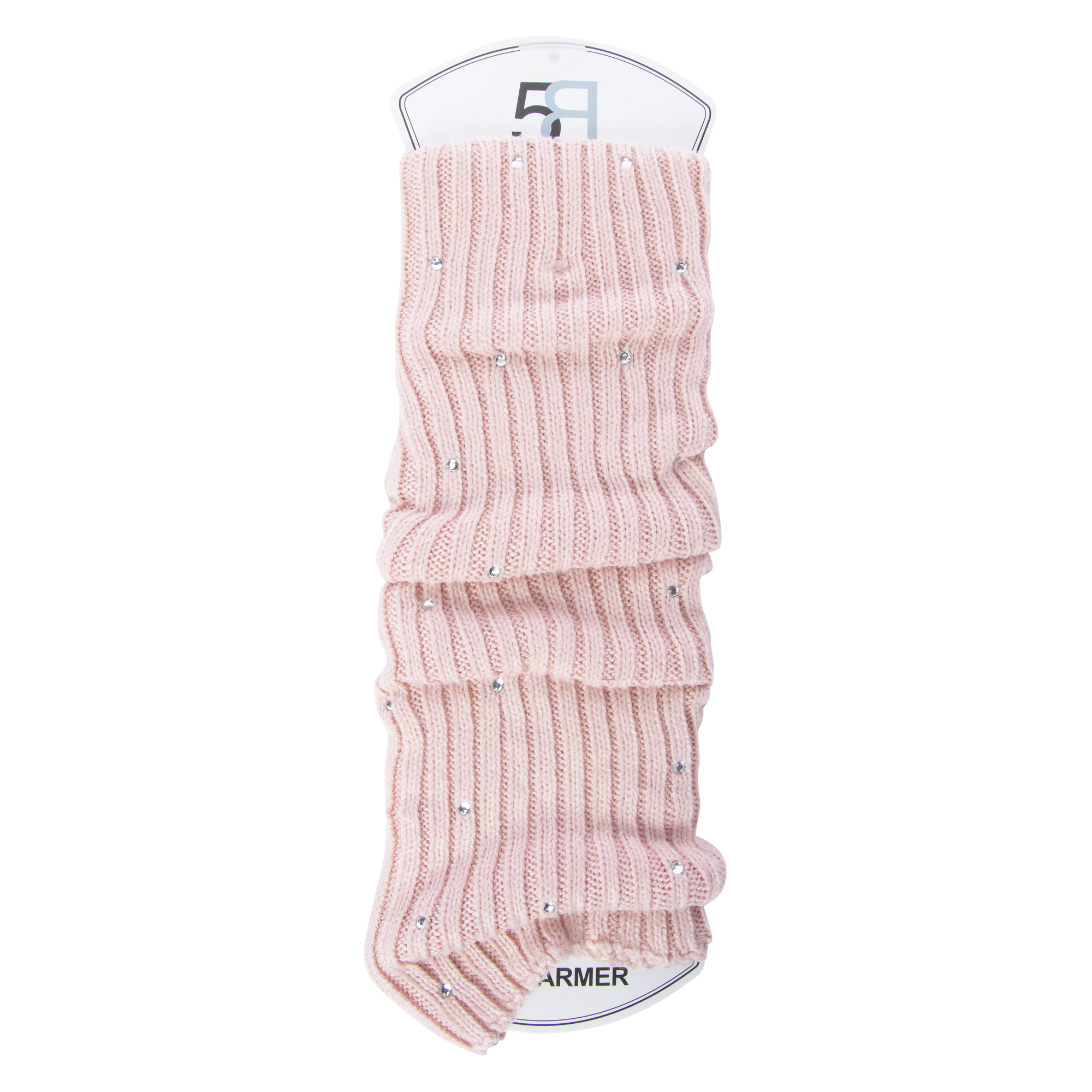 Rib Knit Leg Warmers With Rhinestones
