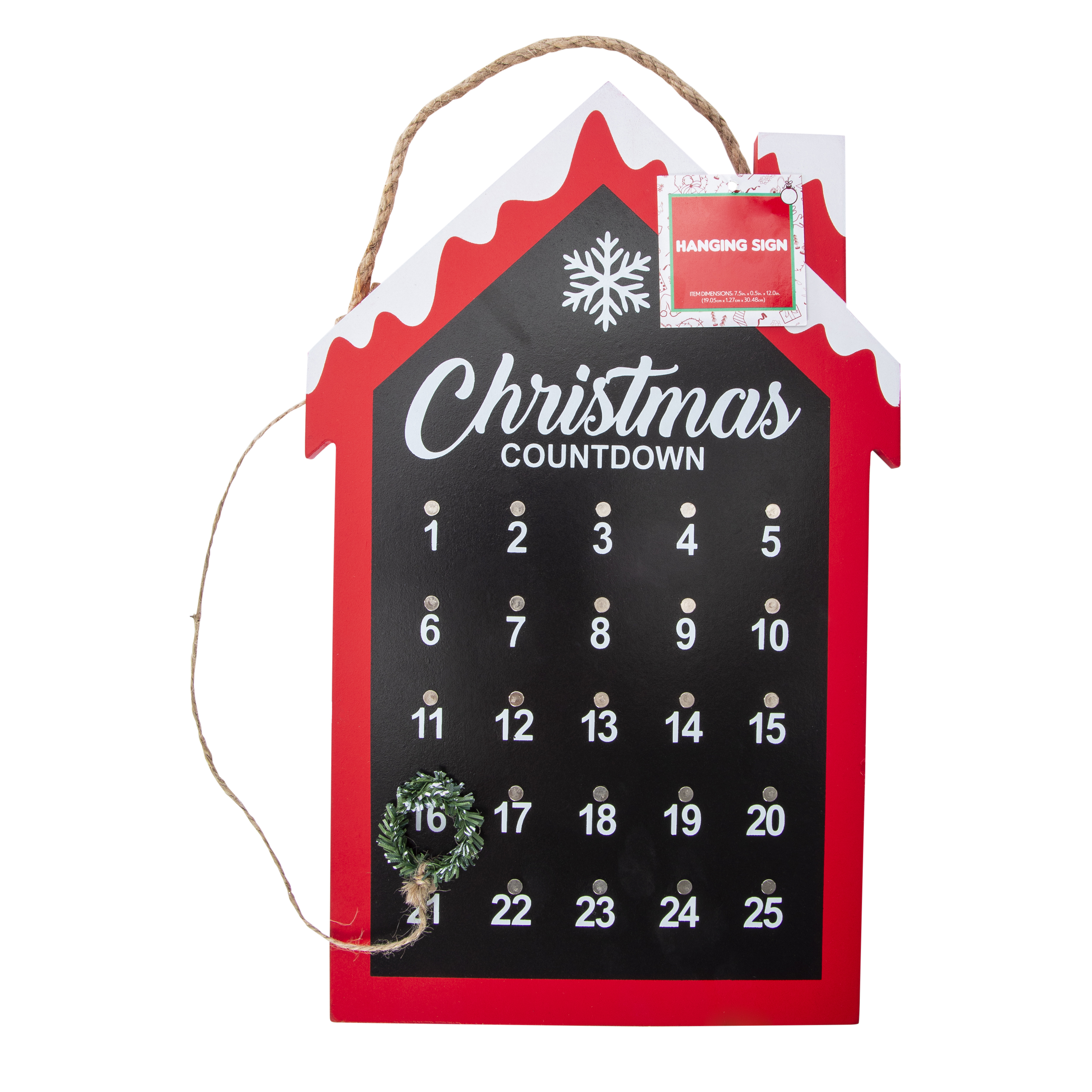 Christmas Countdown Calendar Sign 7.5in x 12in
