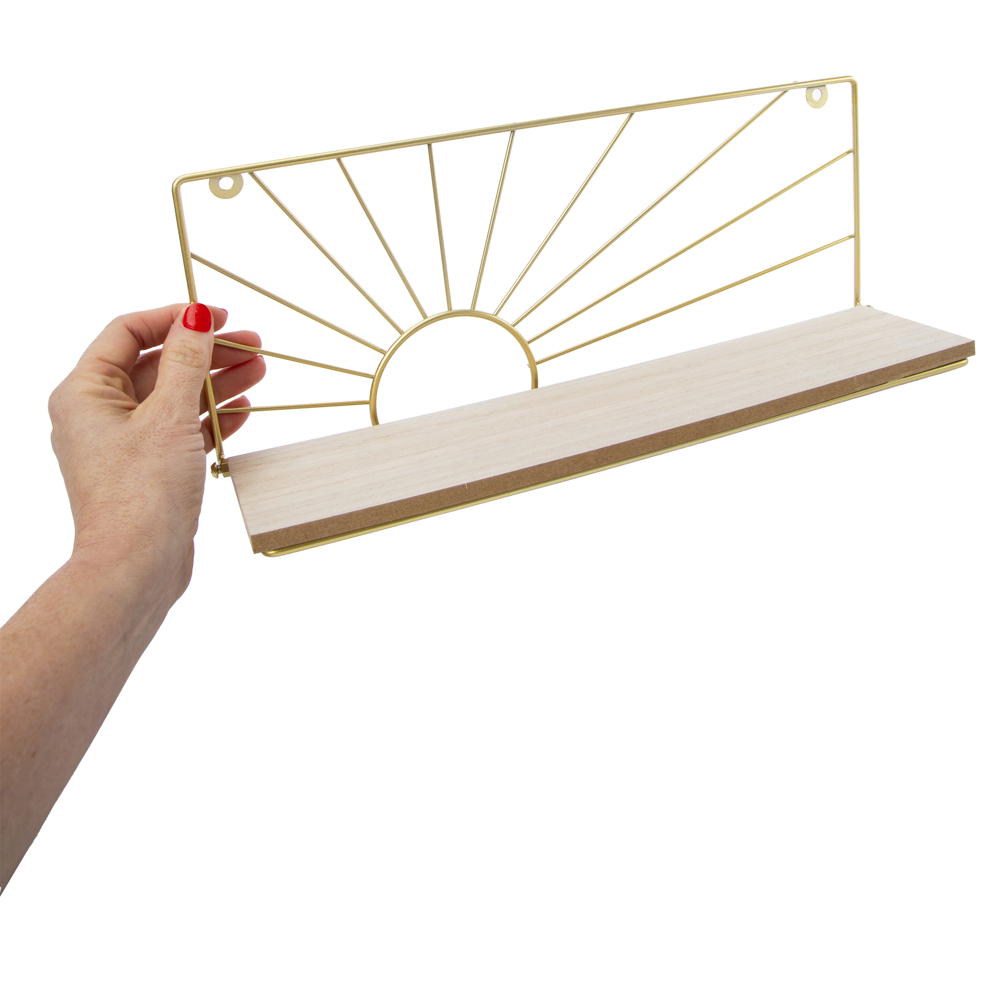 Wood & Metal Sun Ray Shelf 15in X 6in