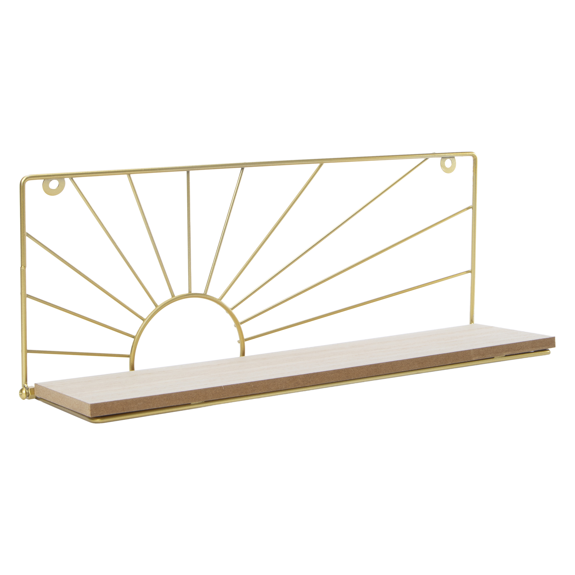 Wood & Metal Sun Ray Shelf 15in X 6in