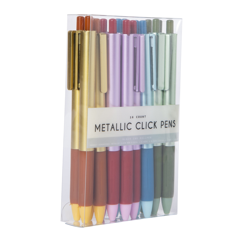 16-Count Metallic Click Pens