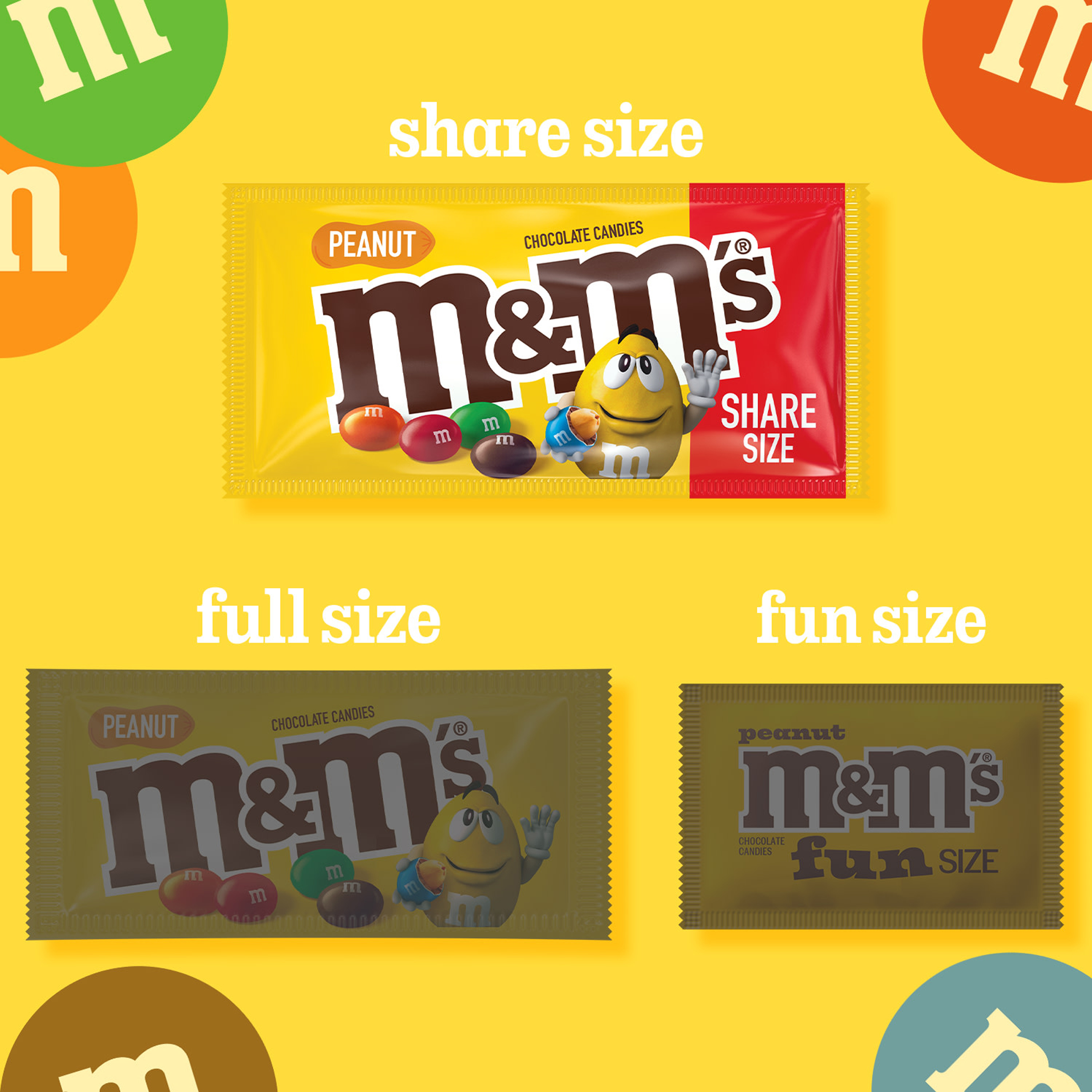 M&M'S Peanut Milk Chocolate Candy, Share Size, 3.27 oz Bag