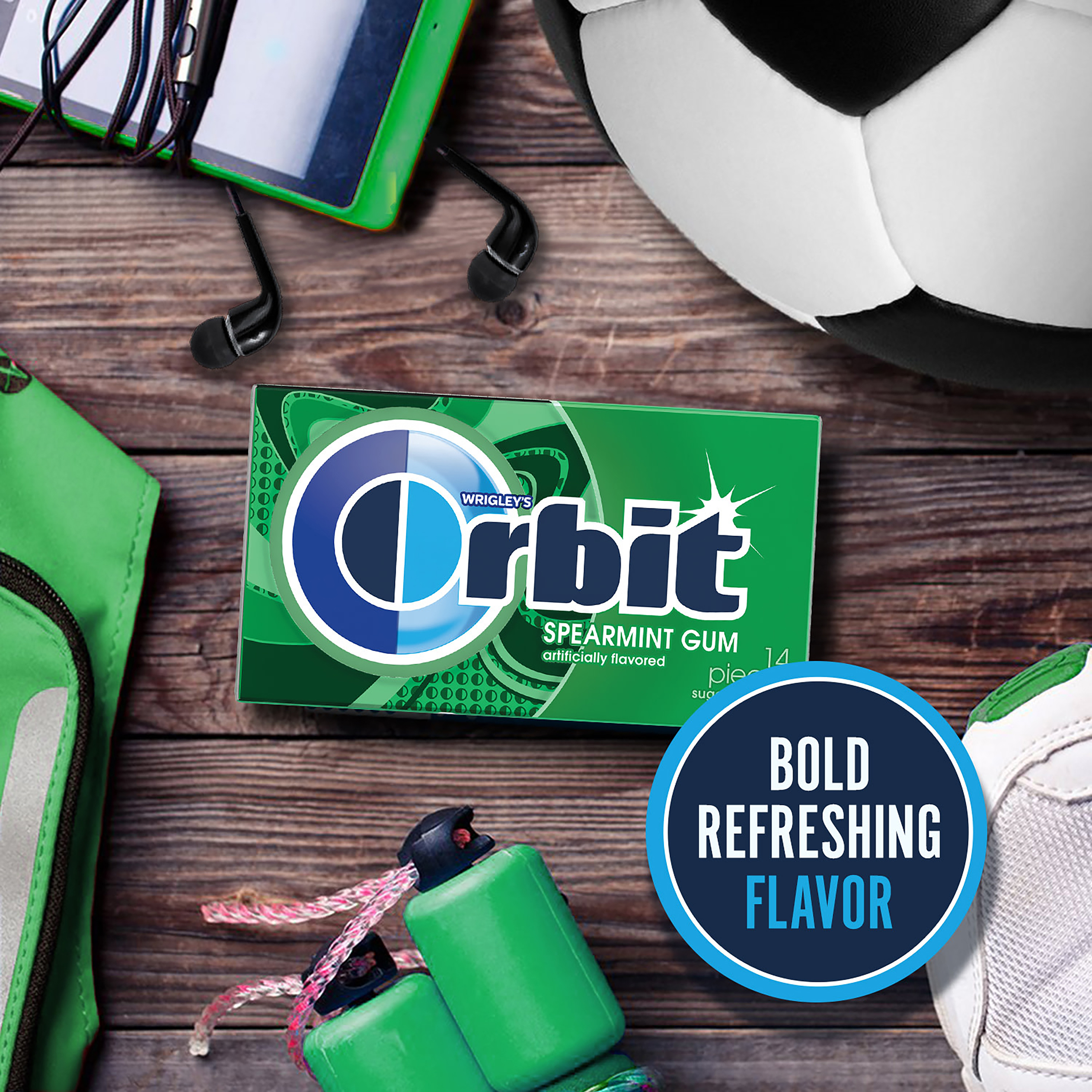 ORBIT Gum Spearmint Sugar Free Chewing Gum, Single Pack, 14 Piece
