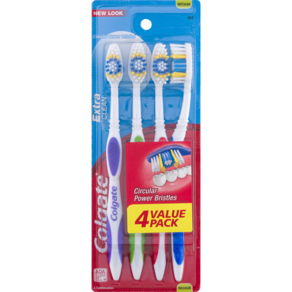 colgate® extra clean™ toothbrush 4-pack medium bristles