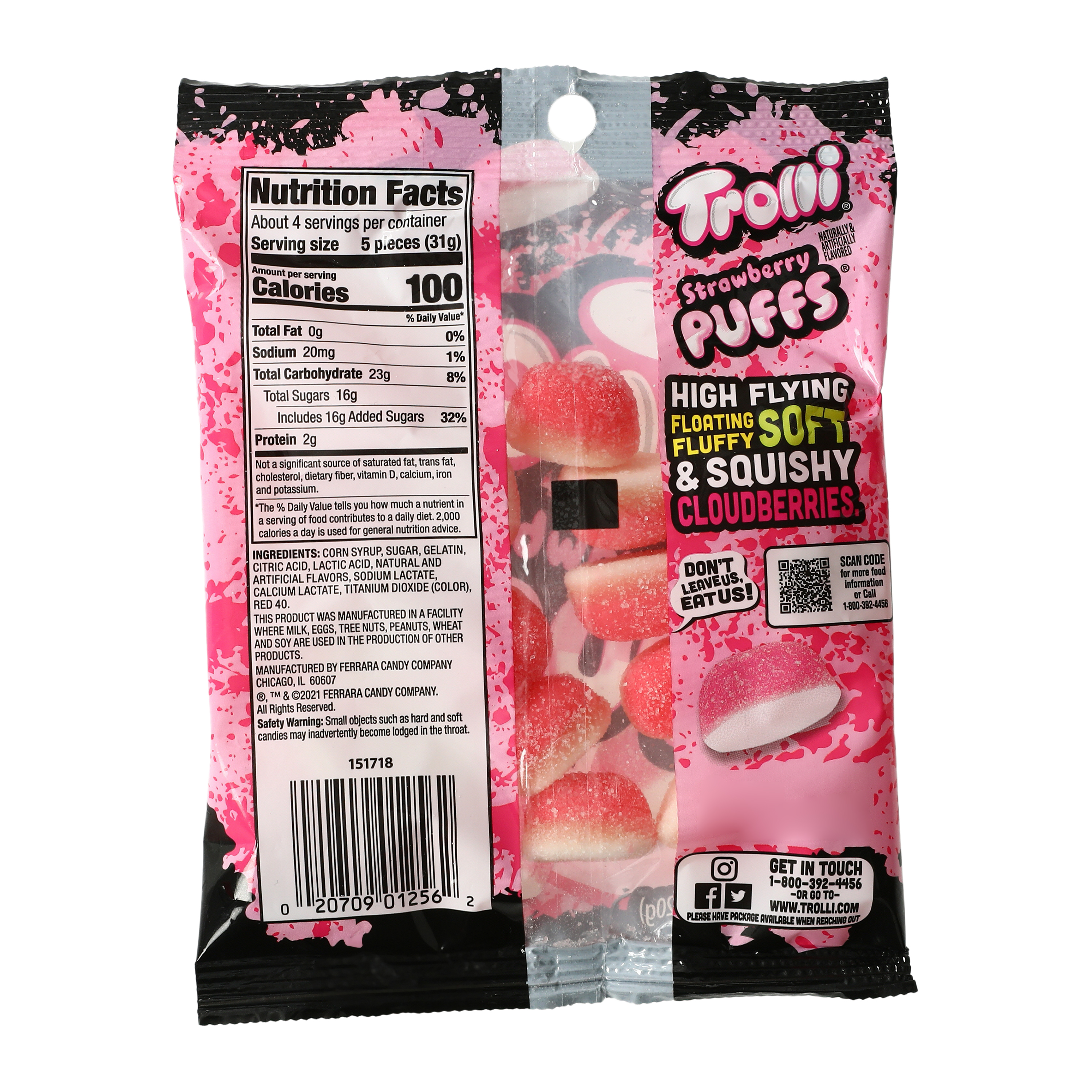 Trolli® Strawberry Puffs 4oz Candy Bag