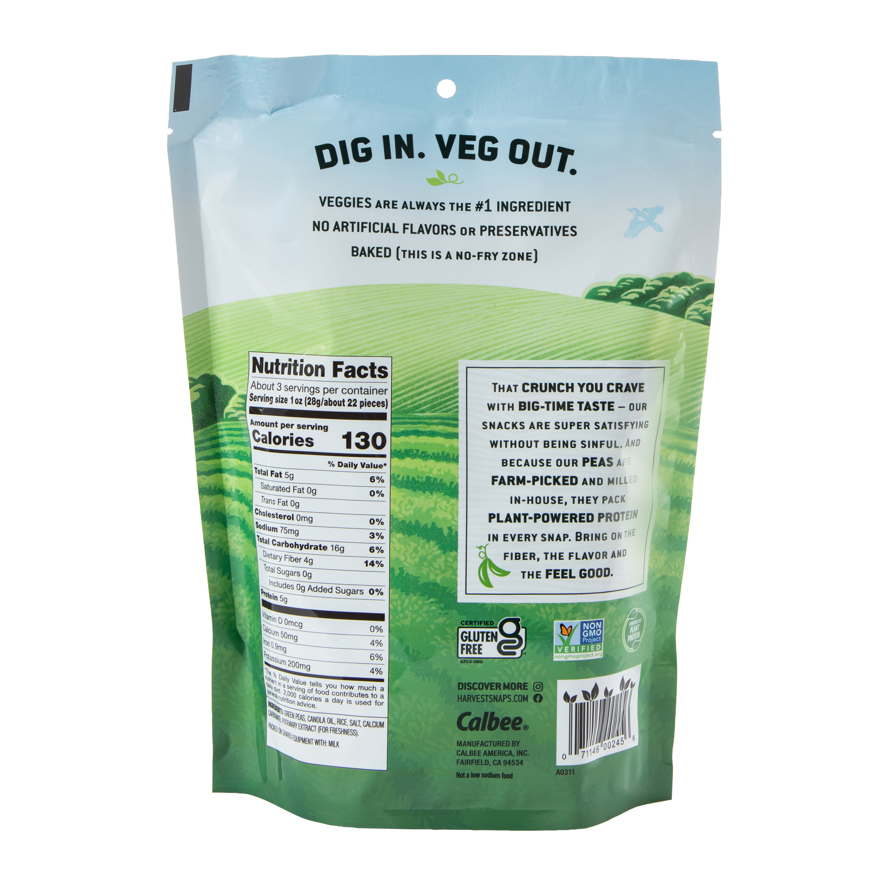 Harvest Snaps® Original Lightly Salted Green Pea Snack Crisps