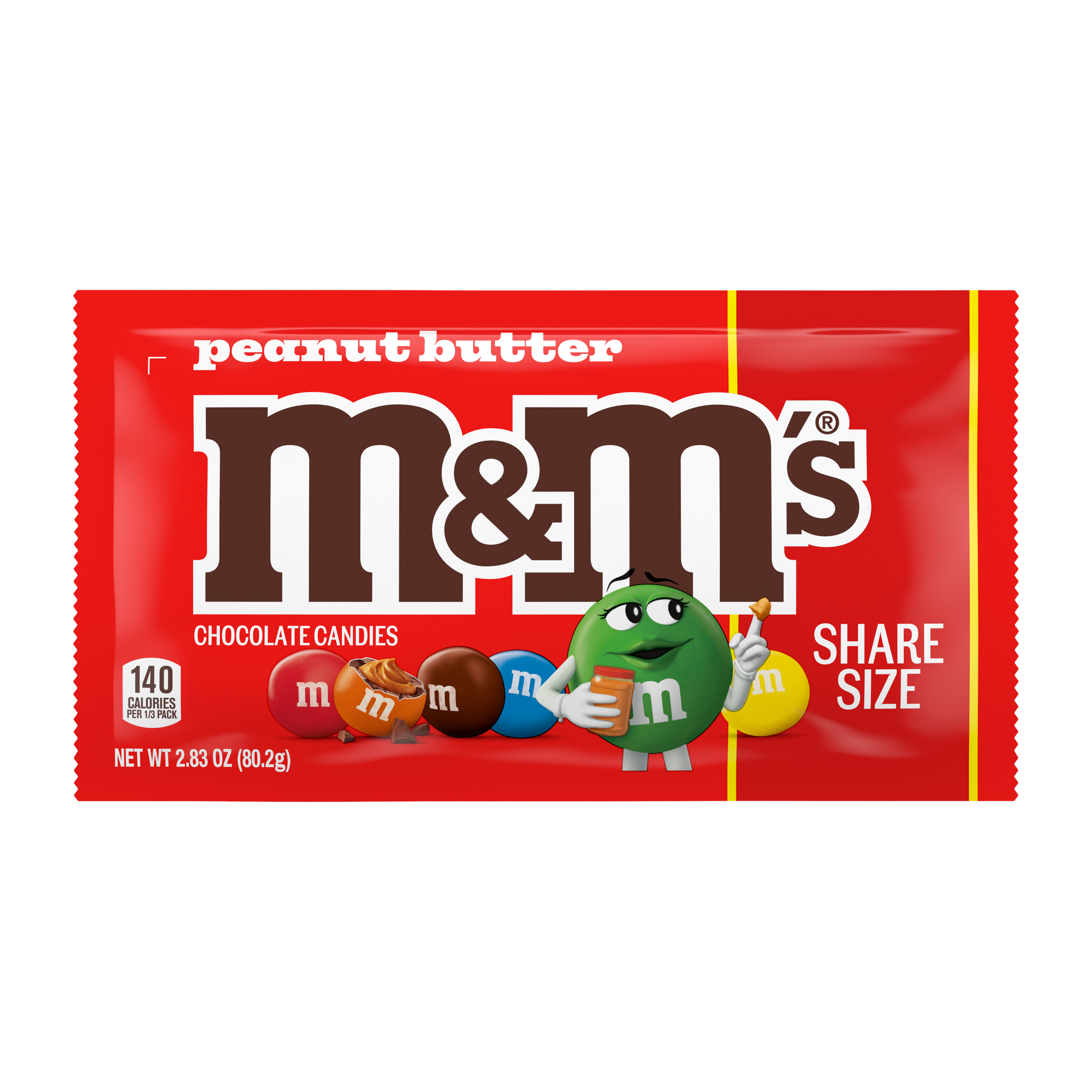 M&M'S Peanut Butter Milk Chocolate Candy, Share Size, 2.83 oz Bag
