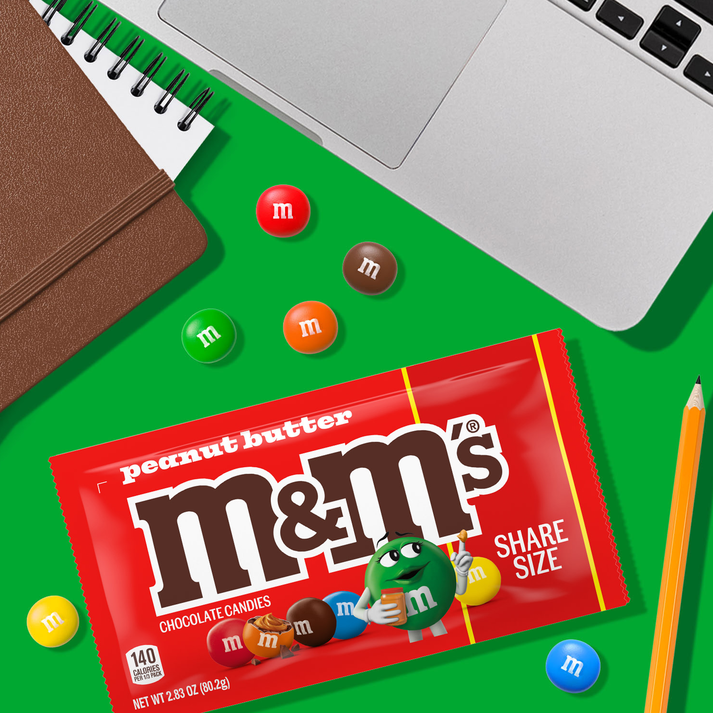 M&M'S Peanut Butter Milk Chocolate Candy, Share Size, 2.83 oz Bag