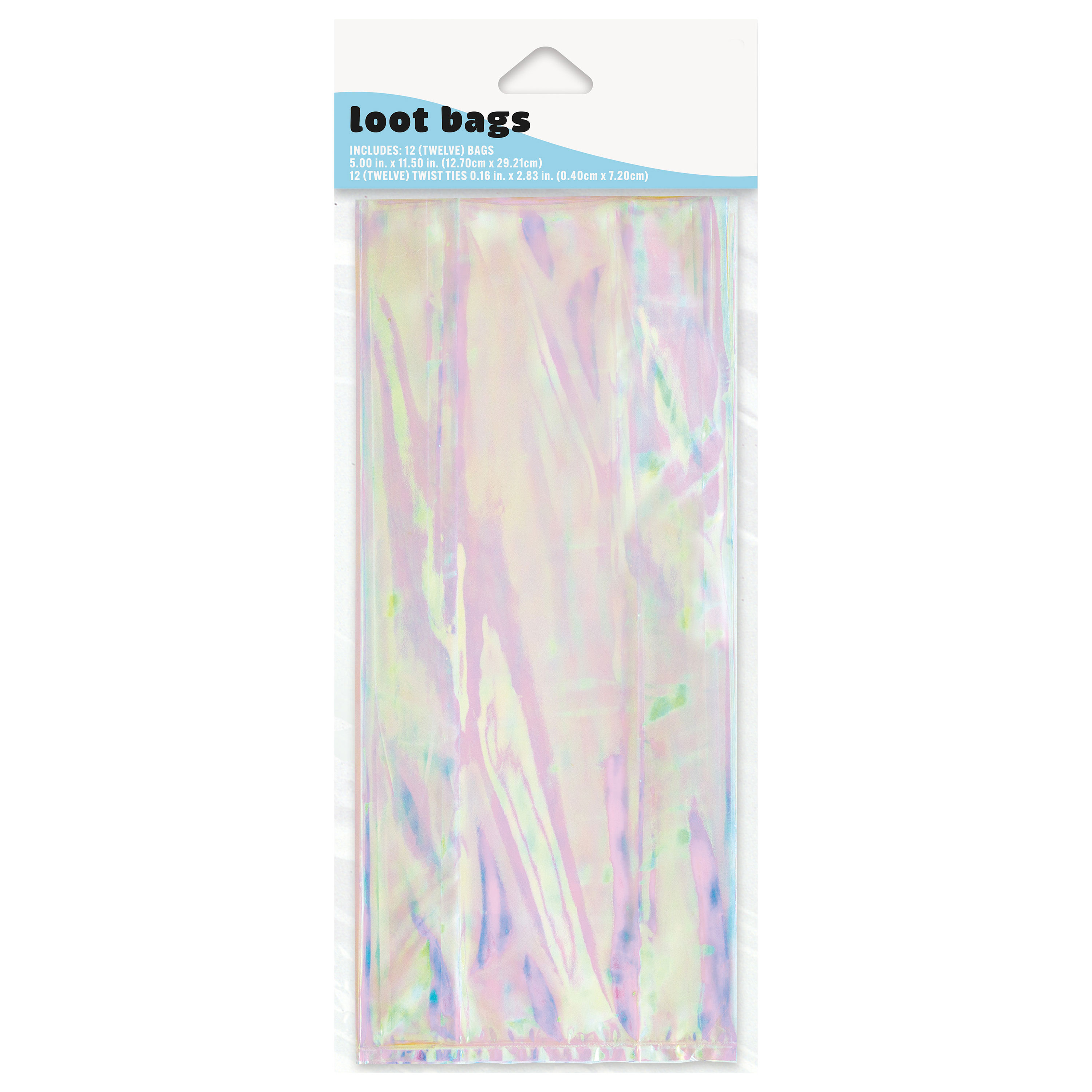 12-Count Iridescent Cellophane Loot Bags With Twist Ties