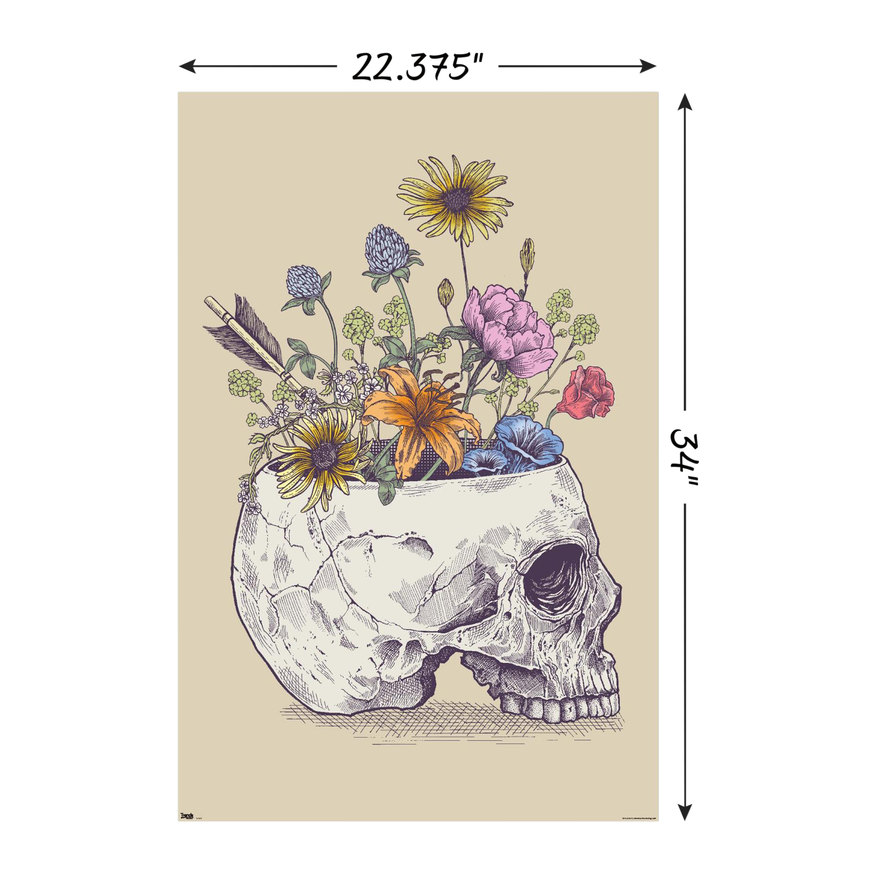 Rachel Caldwell Flower Skull Poster 22.37in x 34in | Five Below