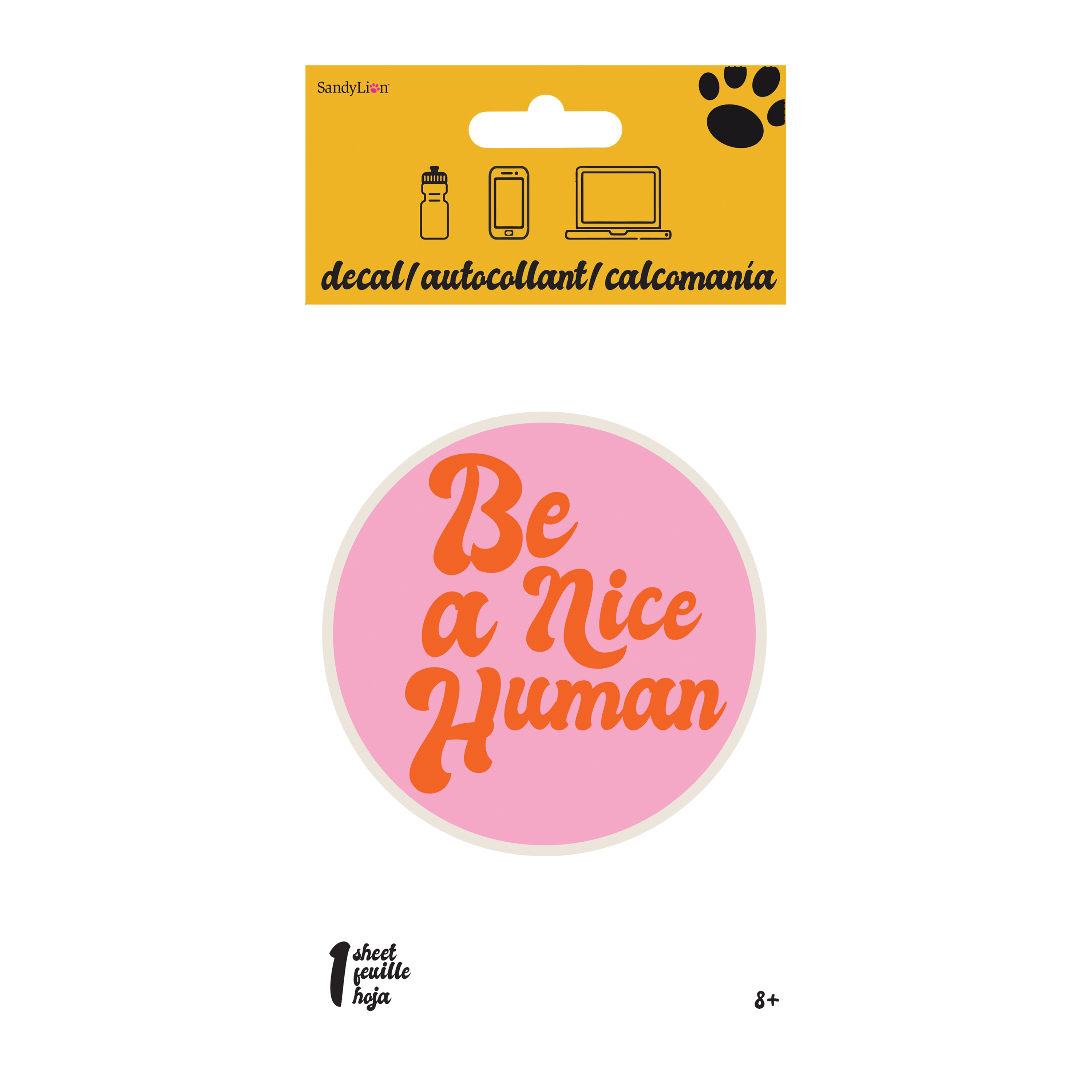 'Be A Nice Human' Sticker Decal 4in x 8in