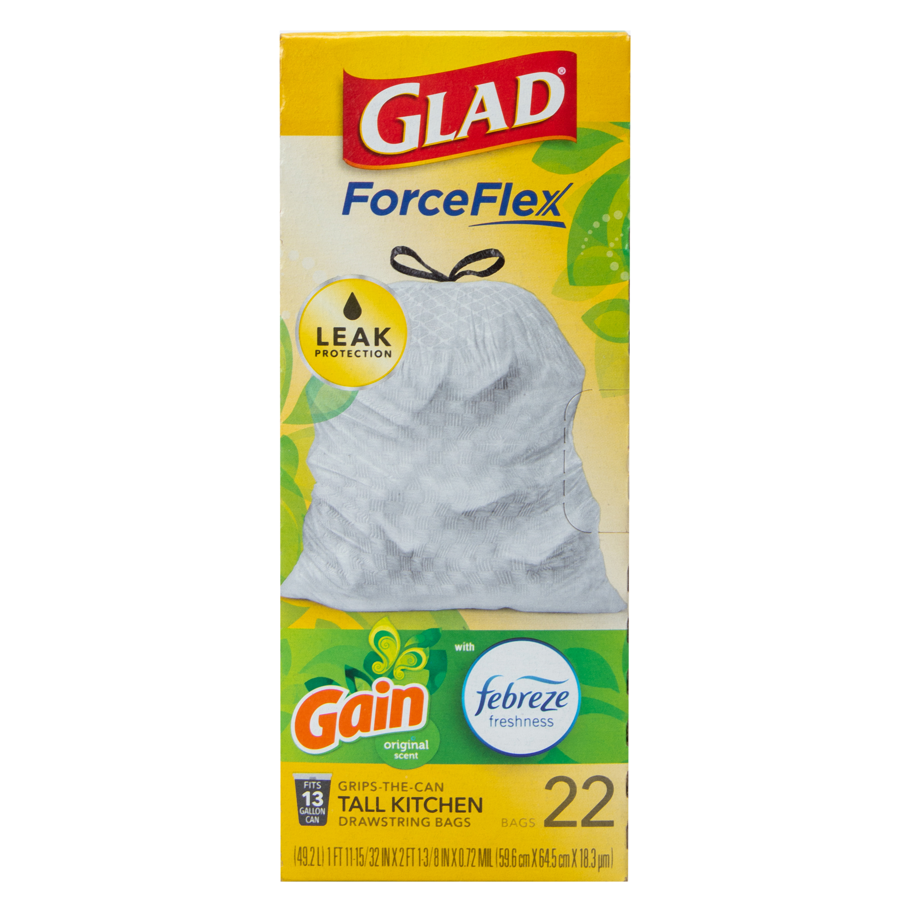 Glad® 13-Gallon Scented Force Flex Tall Kitchen Trash Bags 22-Count