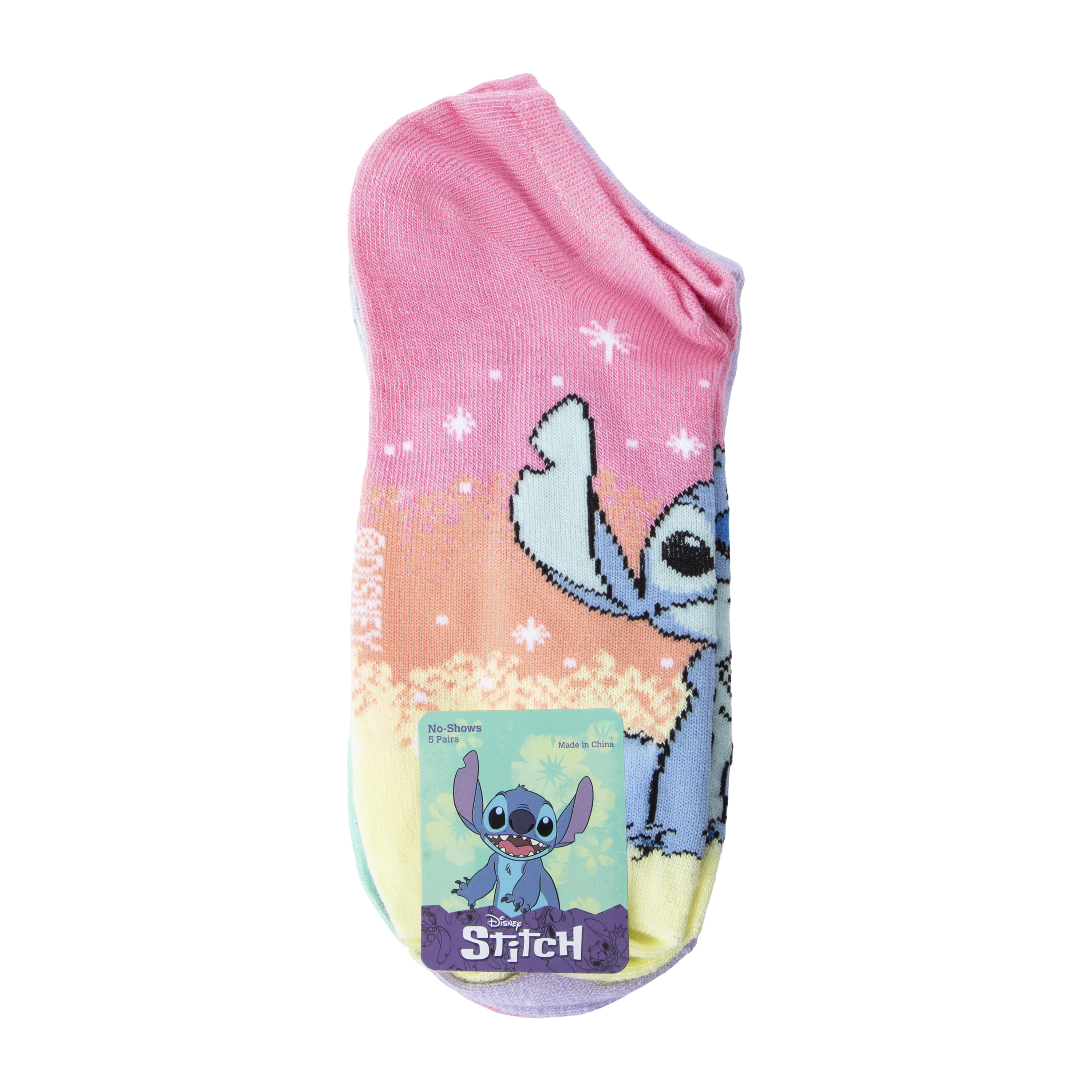 Juniors Disney Stitch No-Shows Socks 5-Pairs