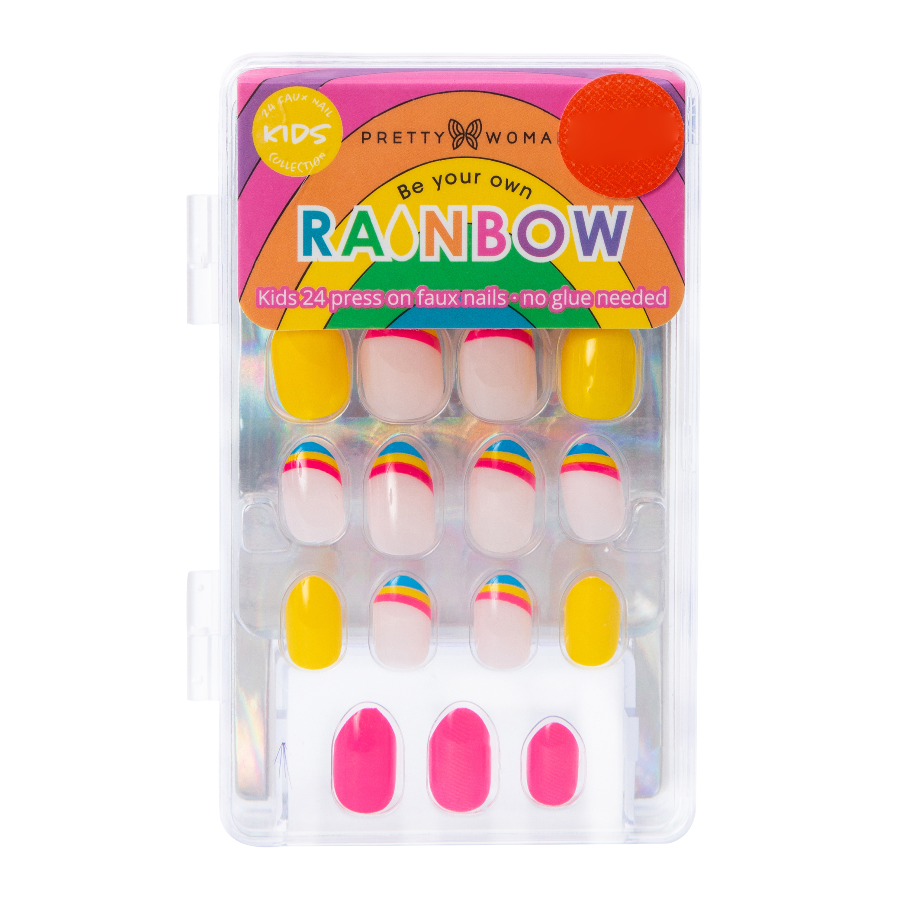 Pretty Woman Kid's Press On Nails Set 24-Count - Rainbow
