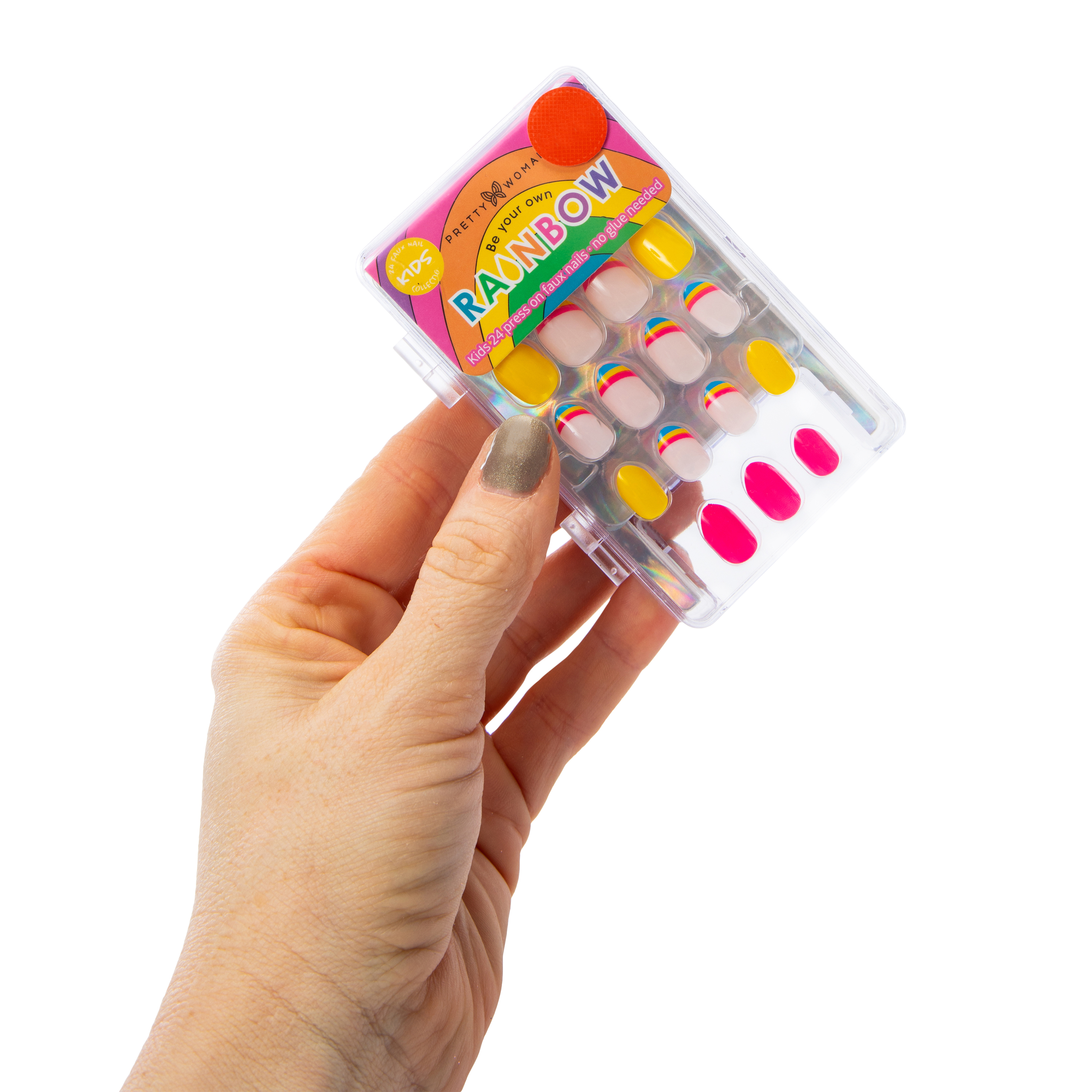 Pretty Woman Kid's Press On Nails Set 24-Count - Rainbow
