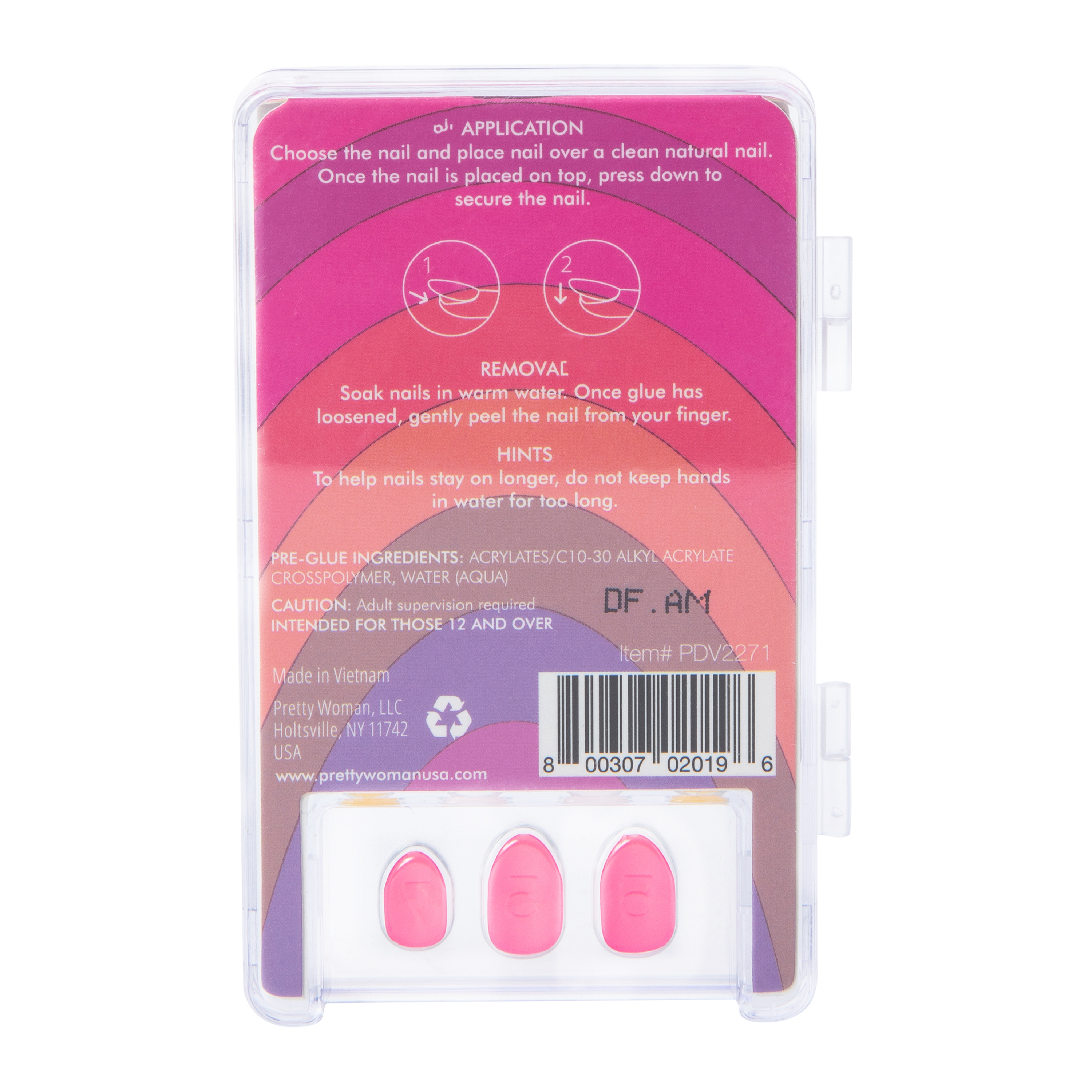 Pretty Woman Kid's Press On Nails Set 24-Count - Rainbow